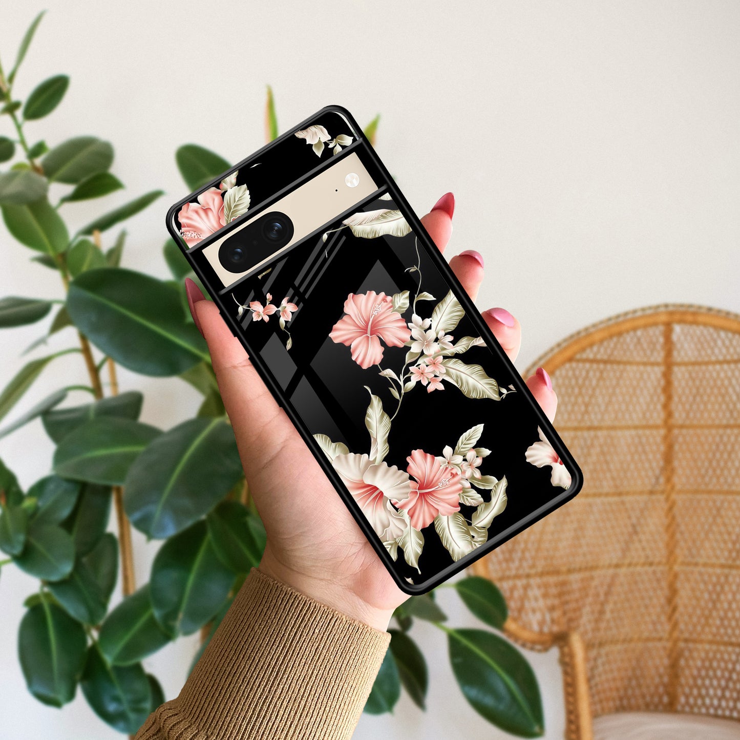 Retro Floral Glossy Metal Case Cover For Google