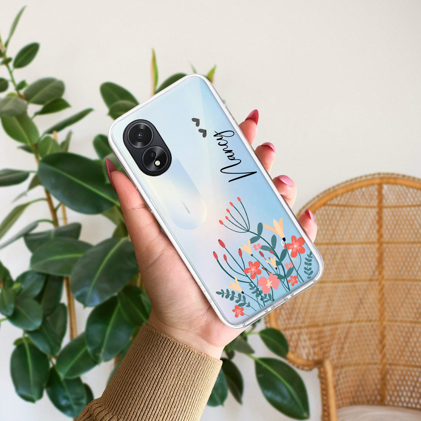 MultiColor Floral Customize Transparent Silicon Case For Oppo