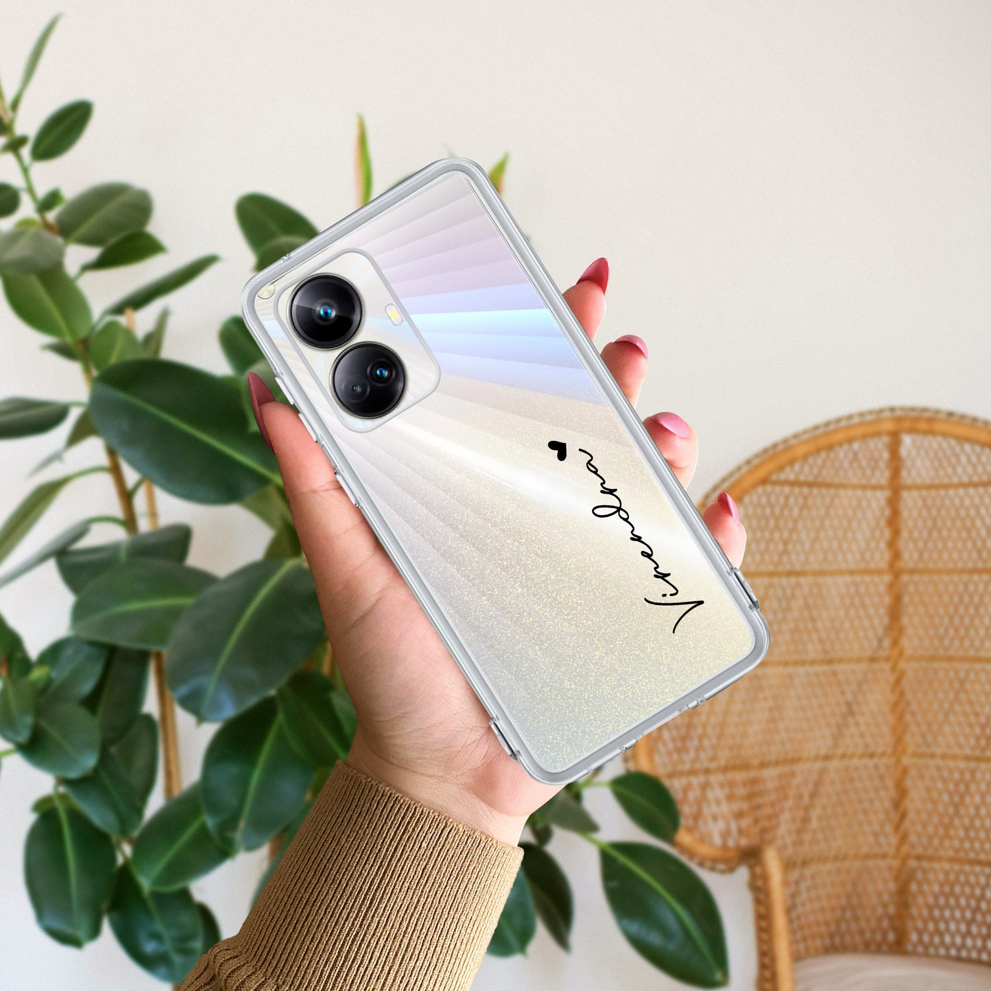 Customize Name Transparent Silicon Case For Realme/Narzo