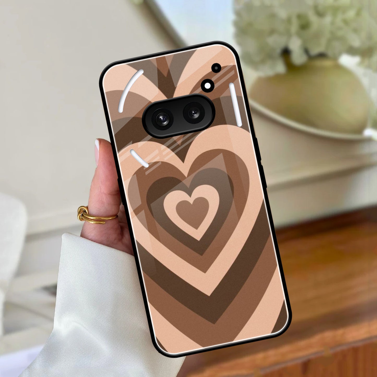 Latte Love Pattern Glossy Metal Case Cover For Nothing