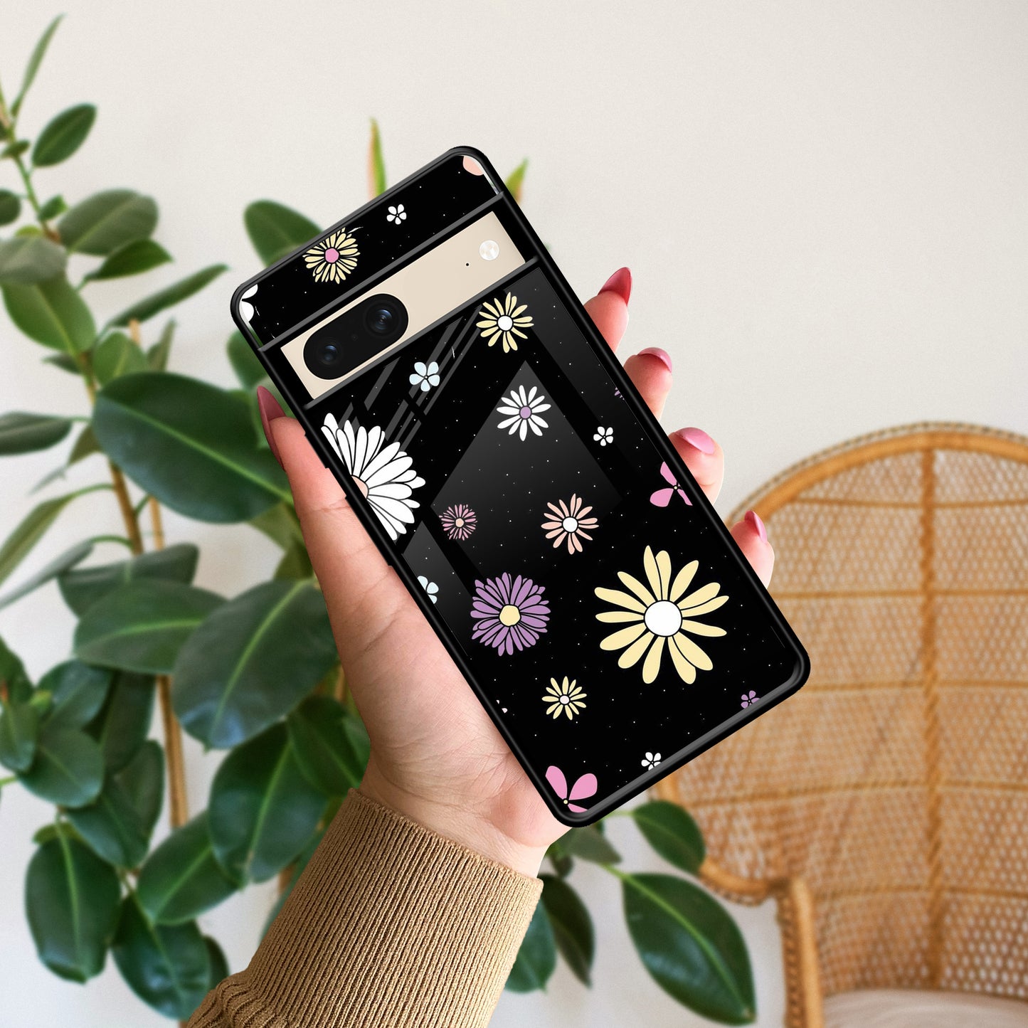 Seamless Floral  Glossy Metal Case Cover For Google