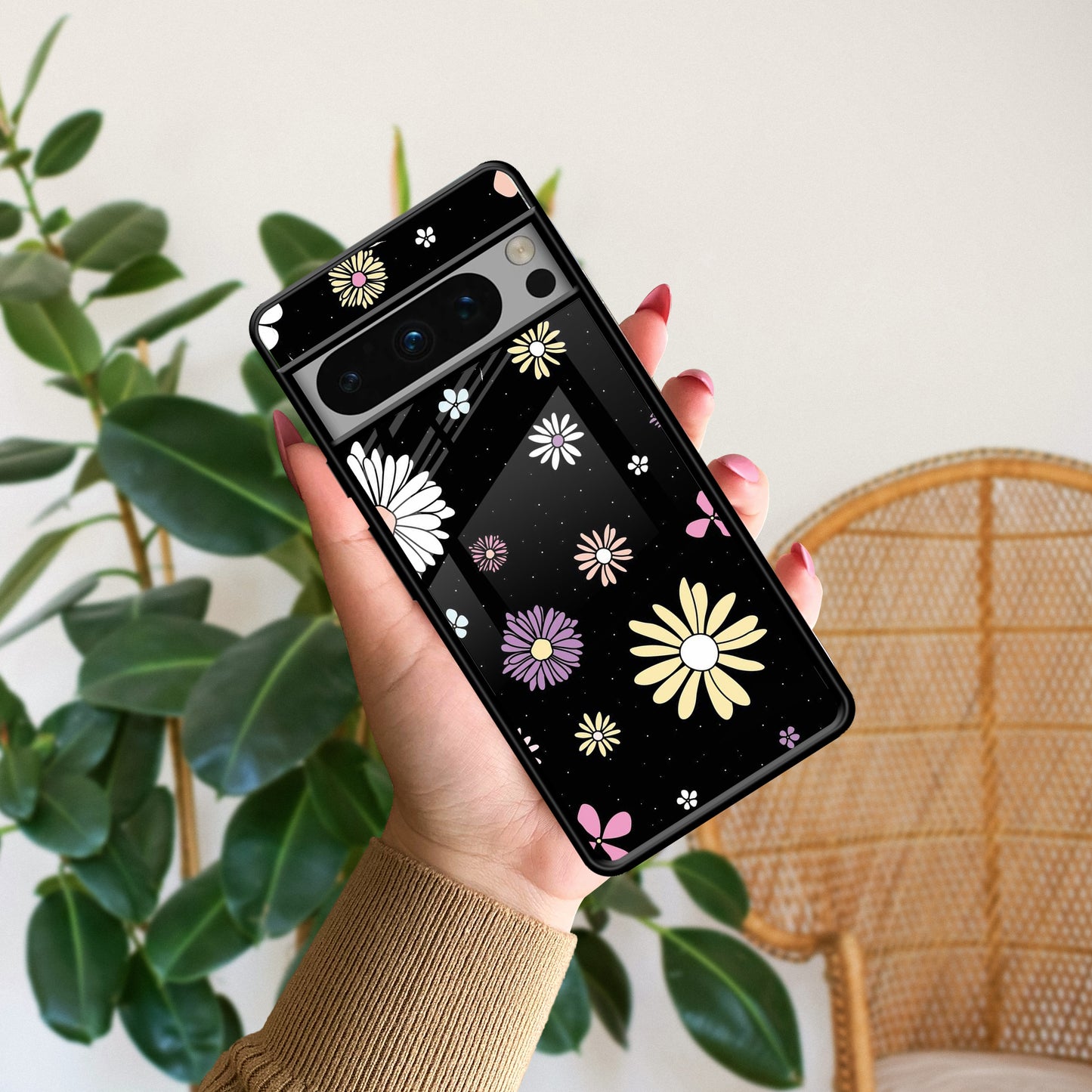 Seamless Floral  Glossy Metal Case Cover For Google