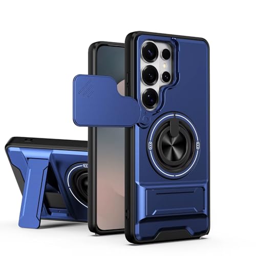 Hupshy Back Cover for Samsung Galaxy S26 Ultra 5G | Armor Camera Slider 360 Degree Rotating Finger Ring Holder Case with Bracket Stand Back Case Cover | (Blue) : Amazon.in: Electronics