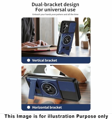 Hupshy Back Cover for Samsung Galaxy S26 Ultra 5G | Armor Camera Slider 360 Degree Rotating Finger Ring Holder Case with Bracket Stand Back Case Cover | (Blue) : Amazon.in: Electronics