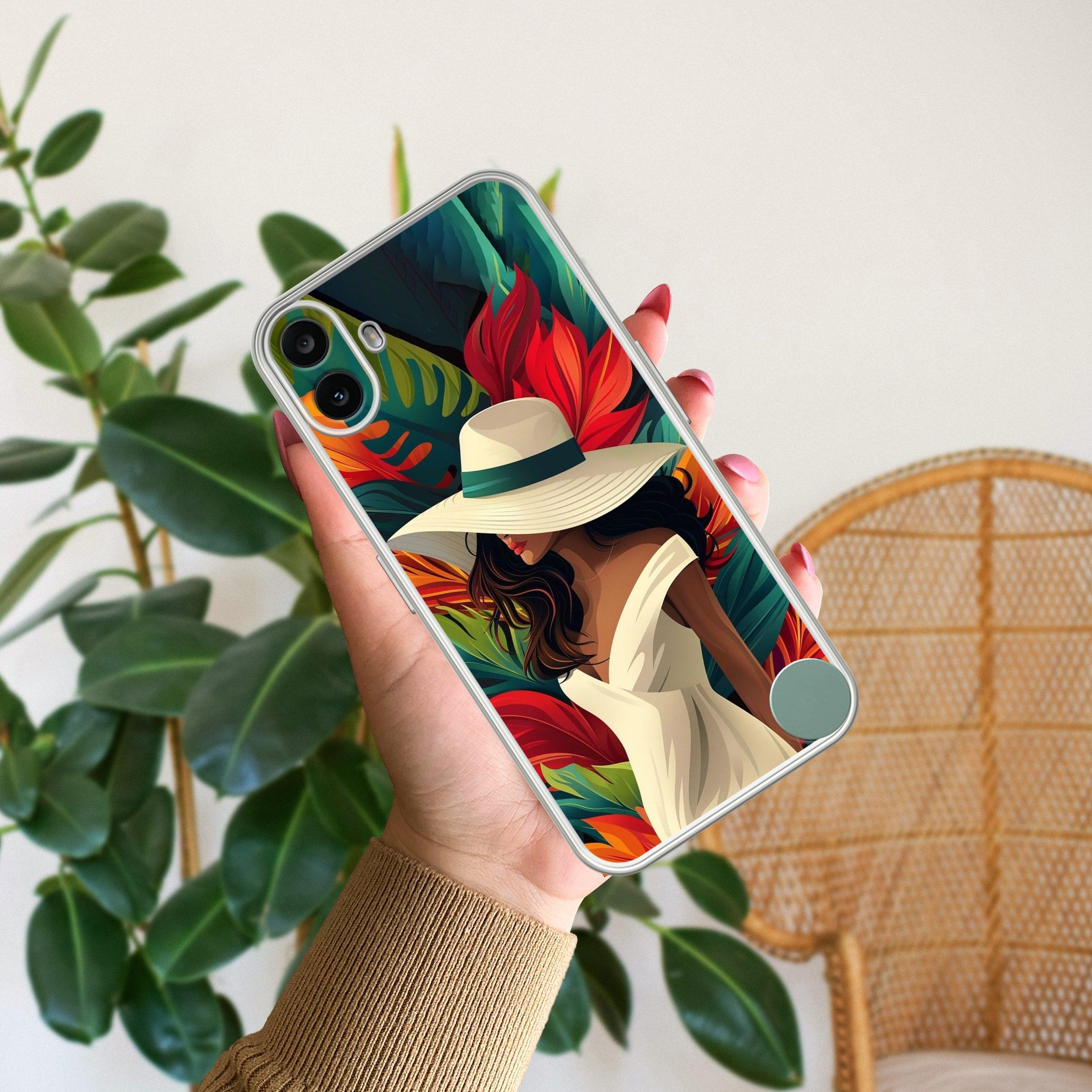 Fashionable Girl Hat Style Tropical Elegance Transparent Silicone Case For Nothing - ShopOnCliQ