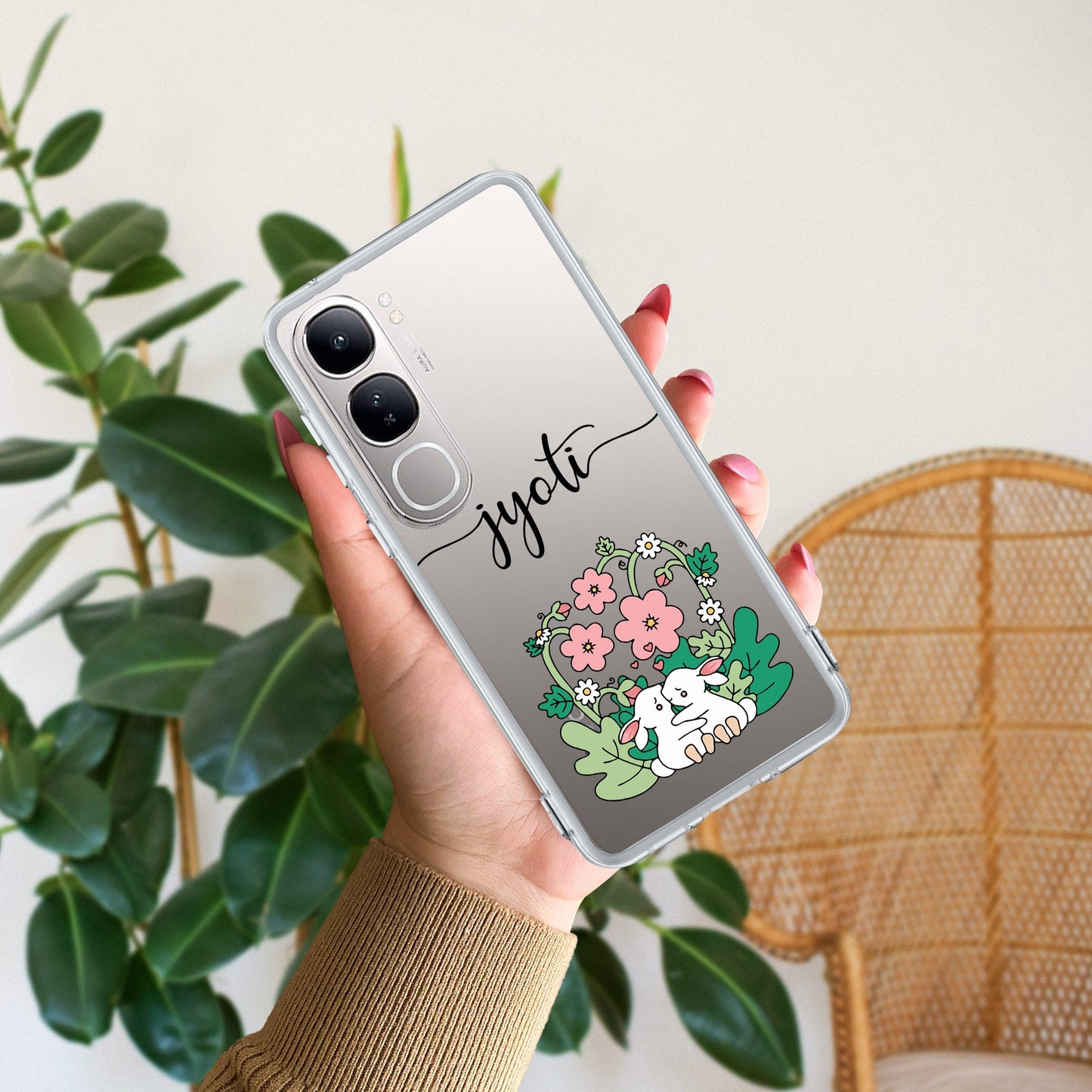 Cute Bunny Customize Transparent Silicon Case V2 For Vivo