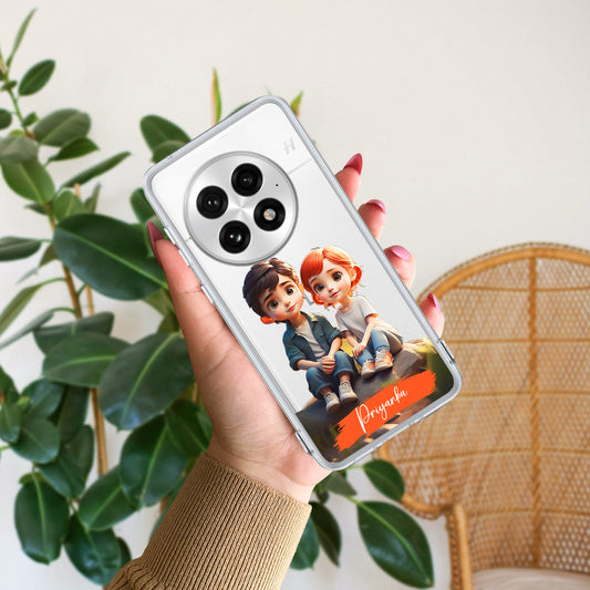 Cute Love Couple Customize Transparent Silicon Case For OnePlus