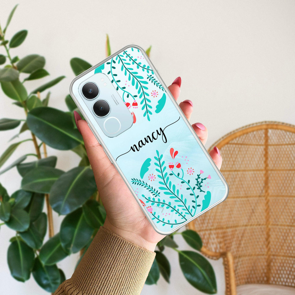 Blue Floral Customize Anti Yellow Case For Vivo Y29 5G