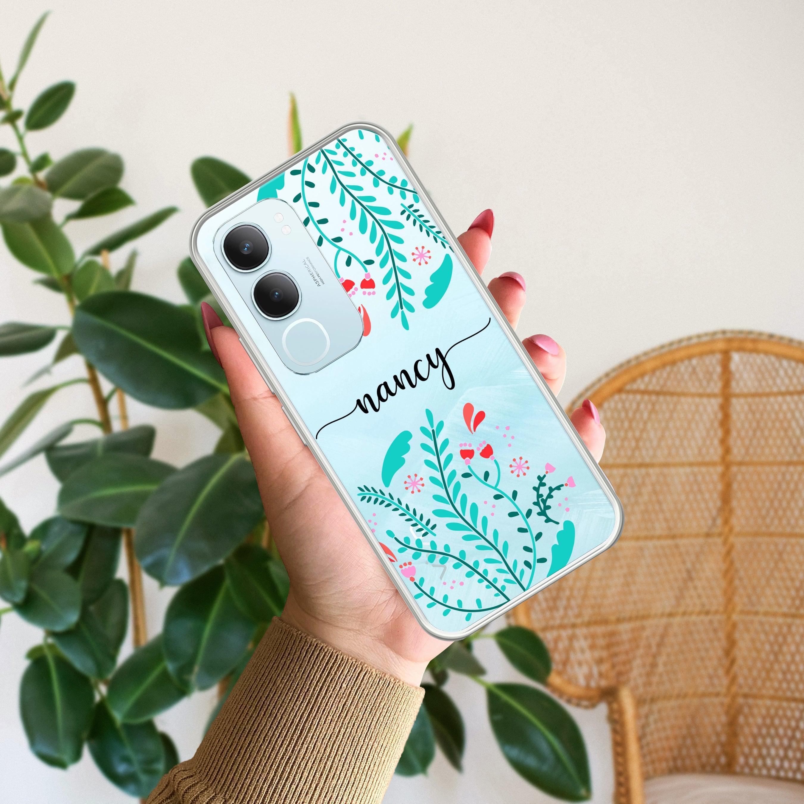 Blue Floral Customize Transparent Silicon Case For Vivo Y29 5G