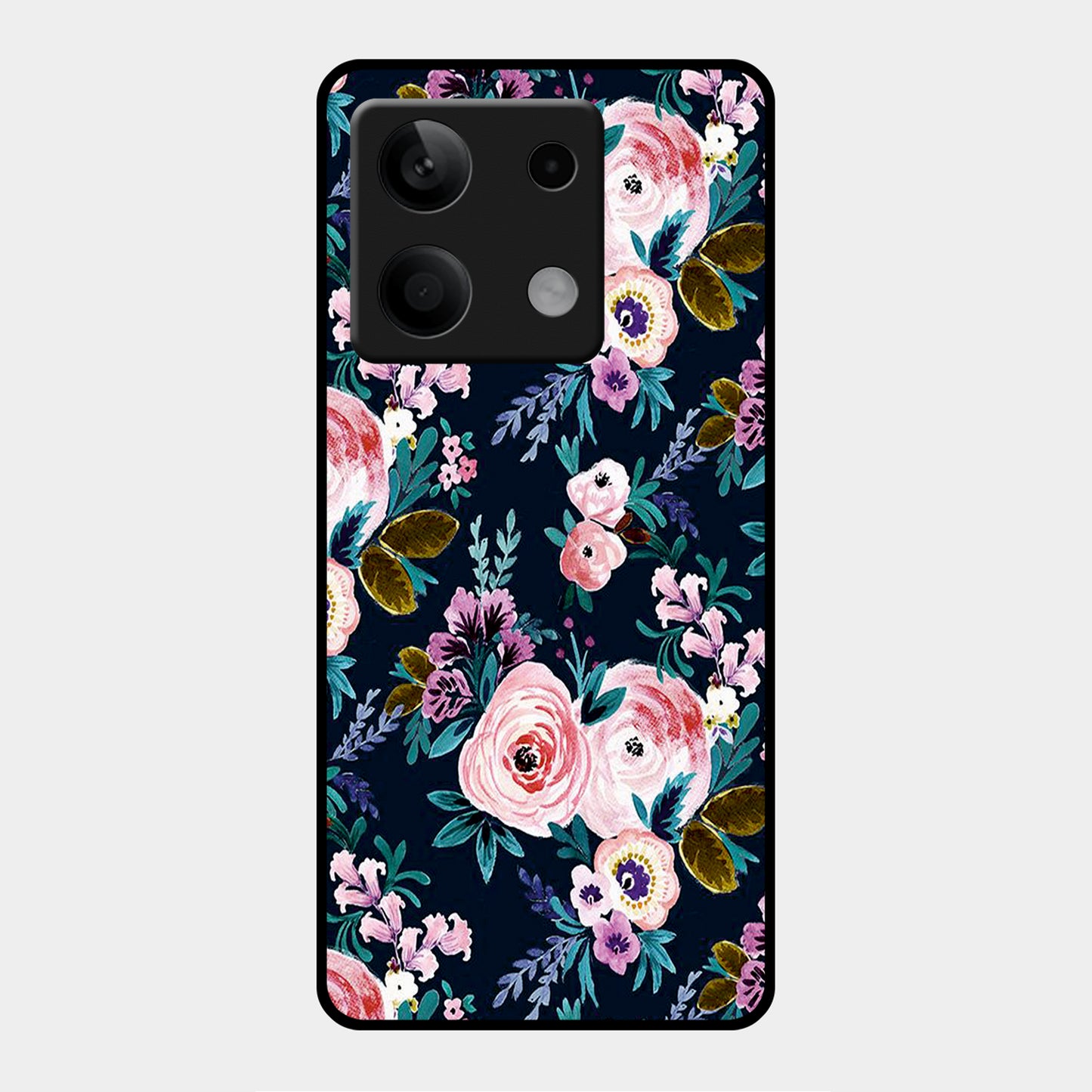 Cute Floral Glossy Metal Case Cover For Redmi