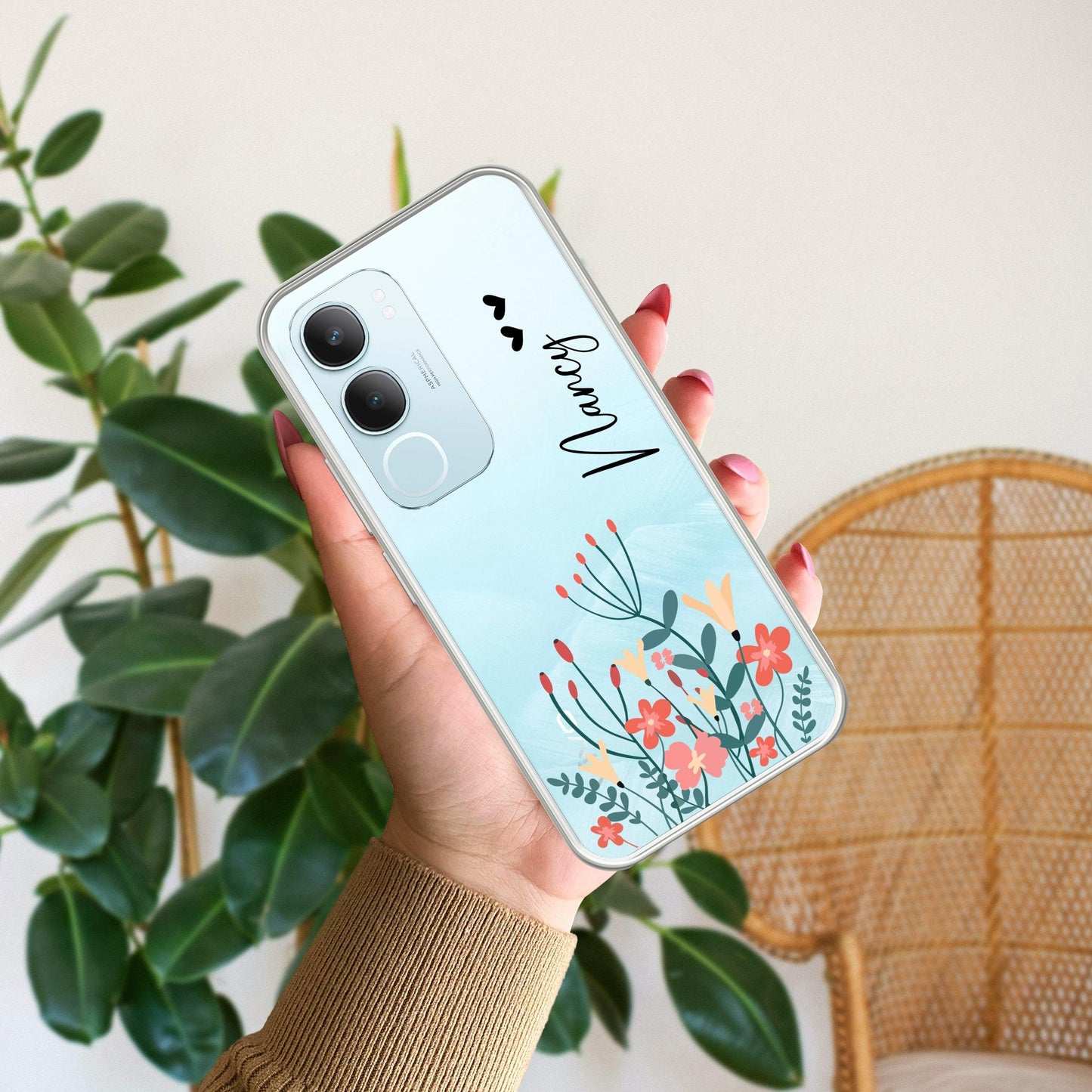 MultiColor Floral Customize Transparent Silicon Case For Vivo