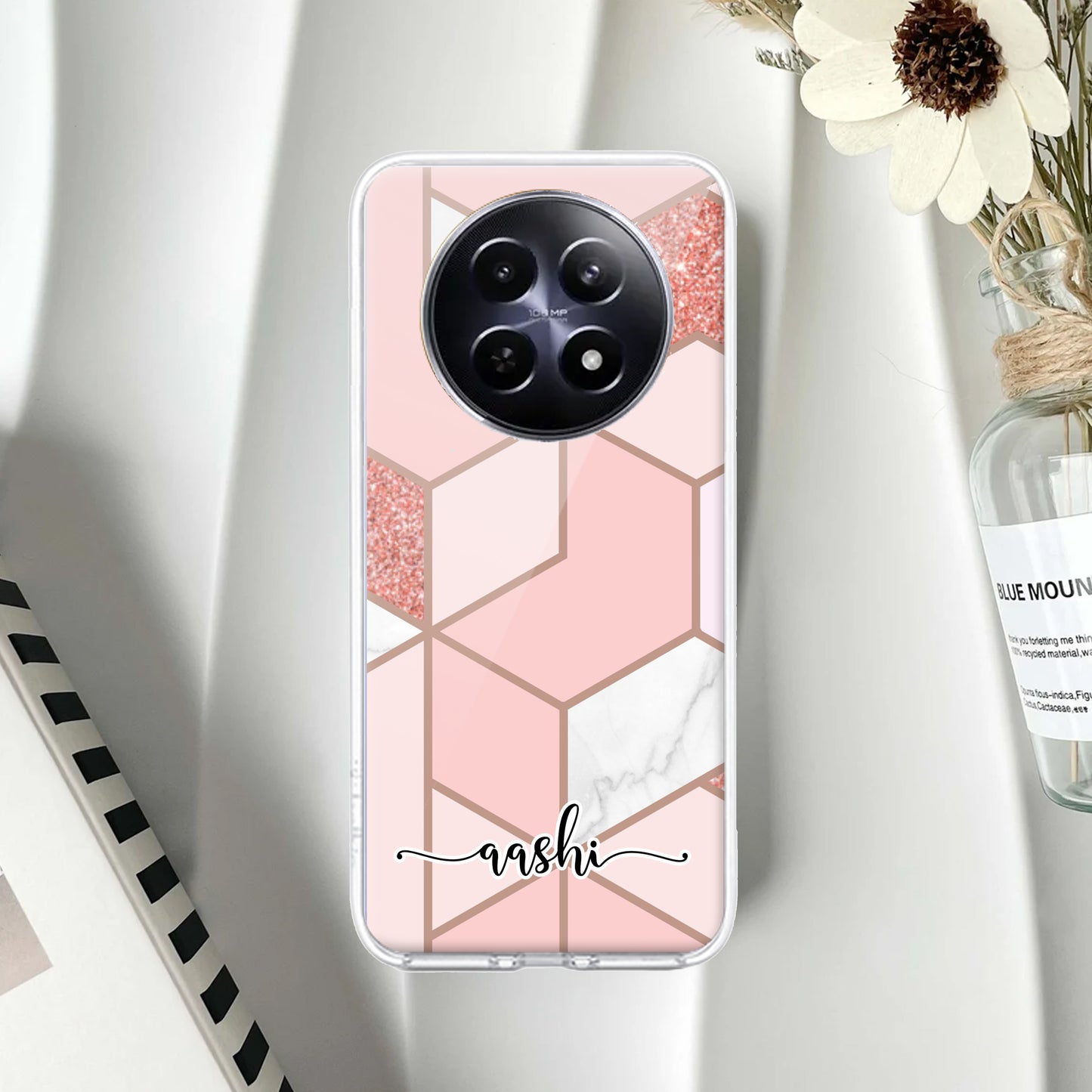 Marble Pink Customize Transparent Silicon Case For Realme/Narzo