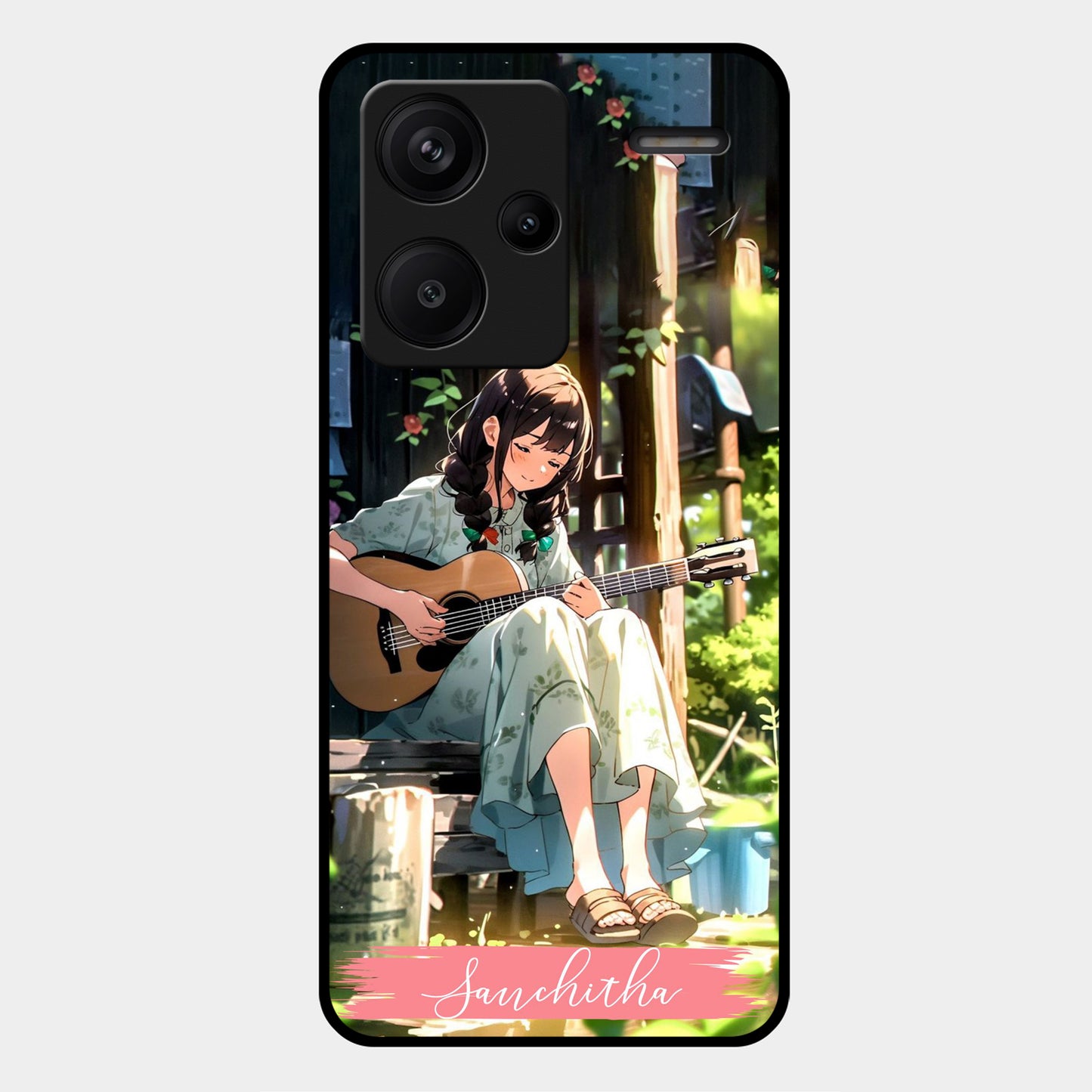 Guitar Girl Glossy Metal Case Cover For Redmi