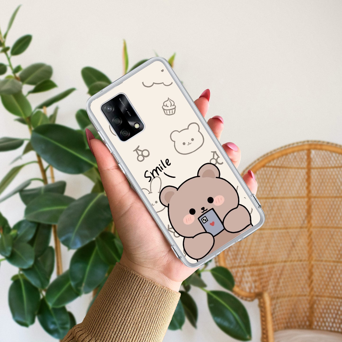 Cute Bear Transparent Silicon Case For Oppo