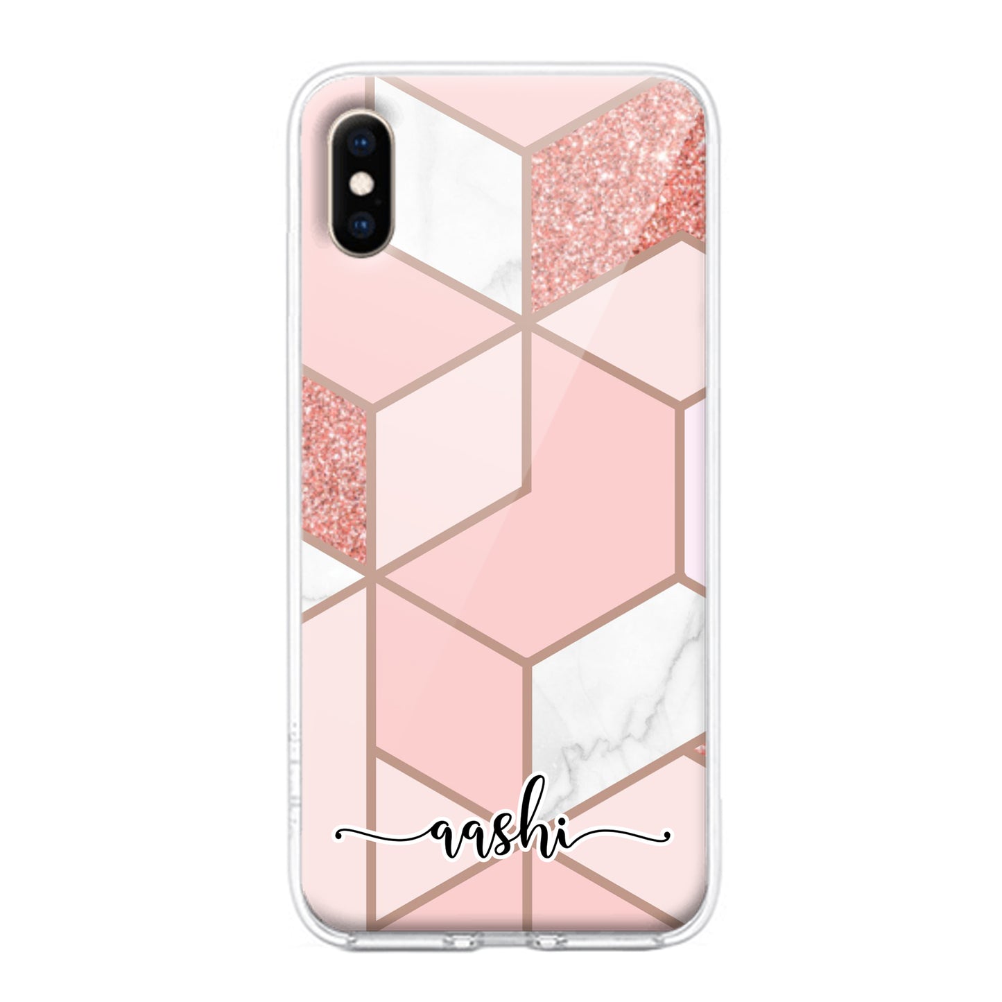 Marble Pink Customize Transparent Silicon Case For iPhone