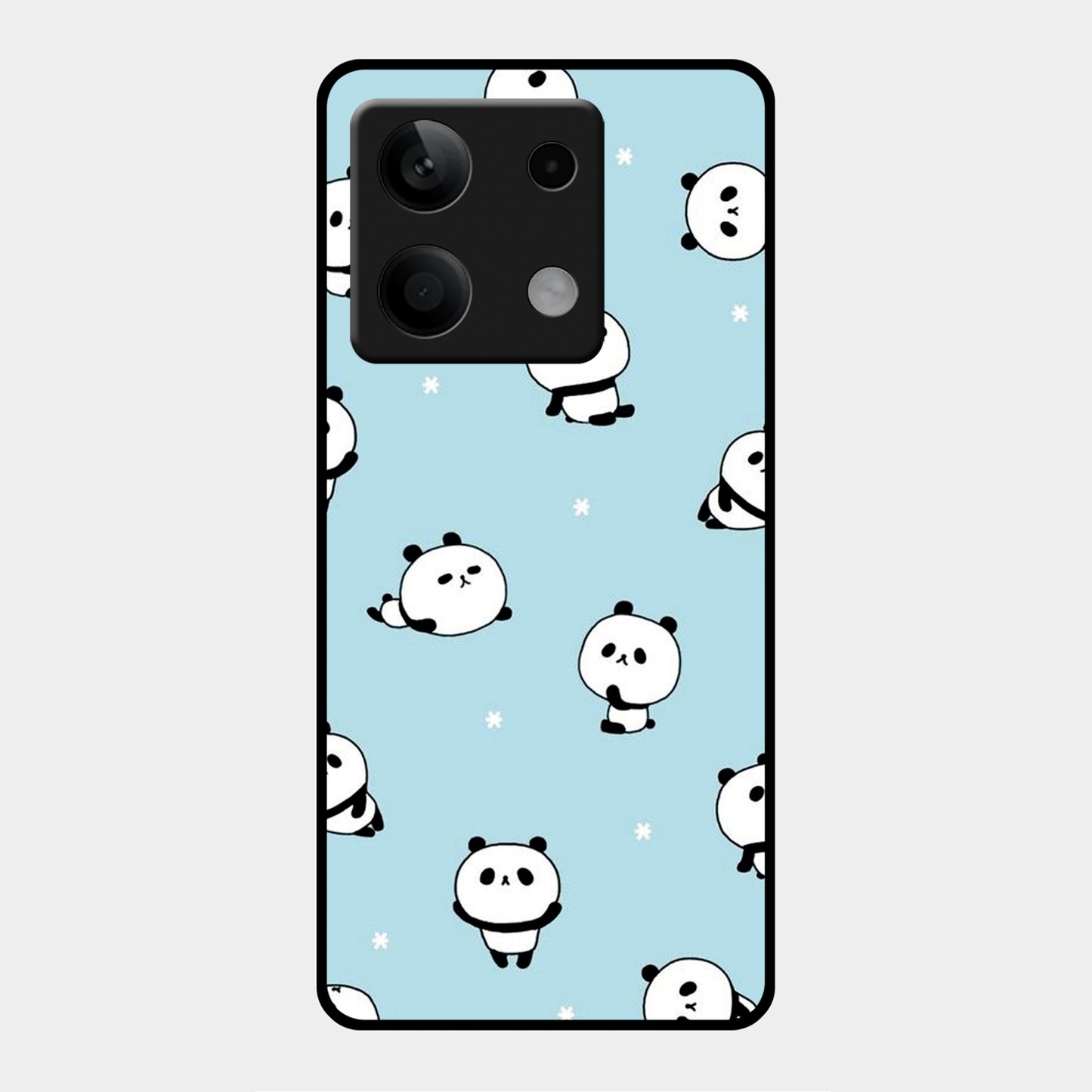 Cute Panda Blue Glossy Metal Case Cover For Redmi