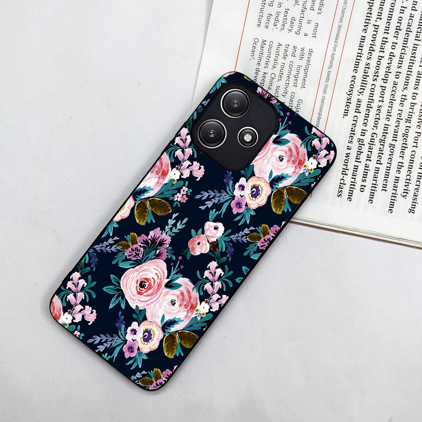 Cute Floral Glossy Metal Case Cover For Redmi