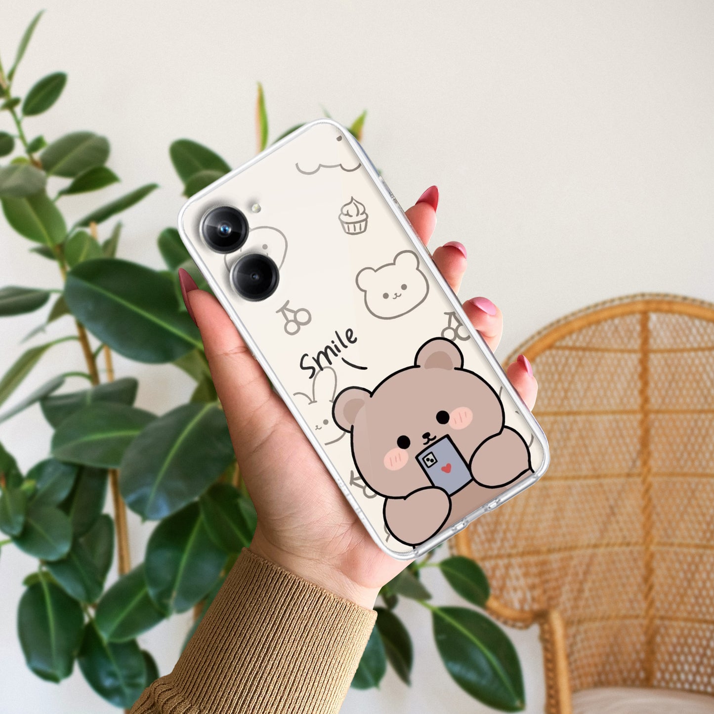 Cute Bear Transparent Silicon Case For Realme/Narzo