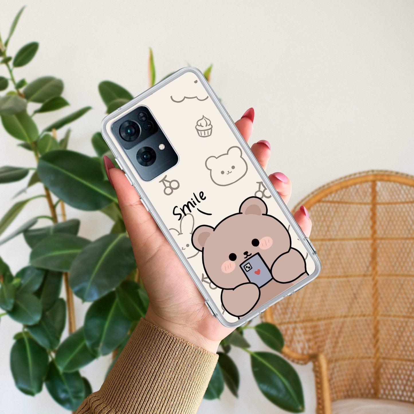 Cute Bear Transparent Silicon Case For Oppo