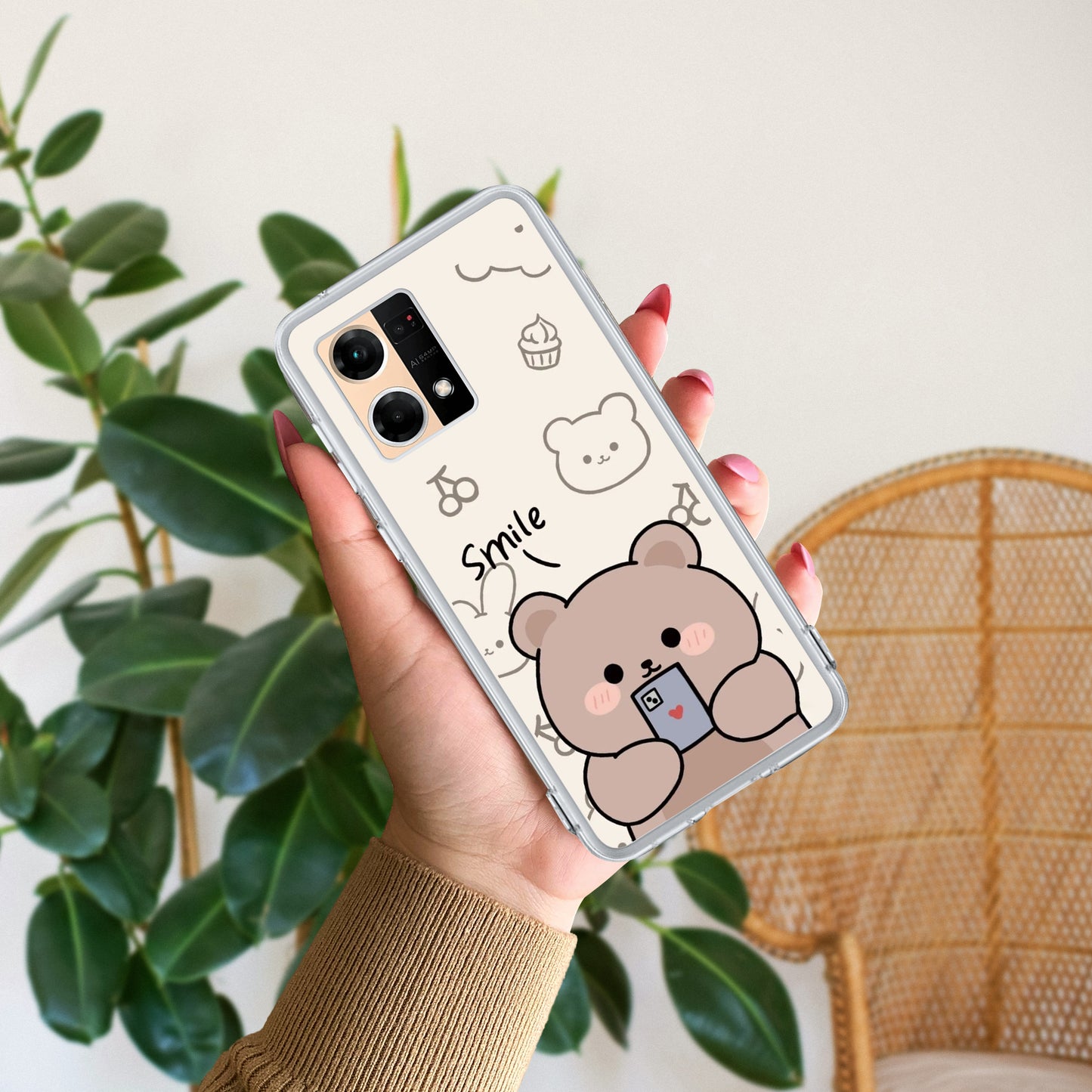 Cute Bear Transparent Silicon Case For Oppo