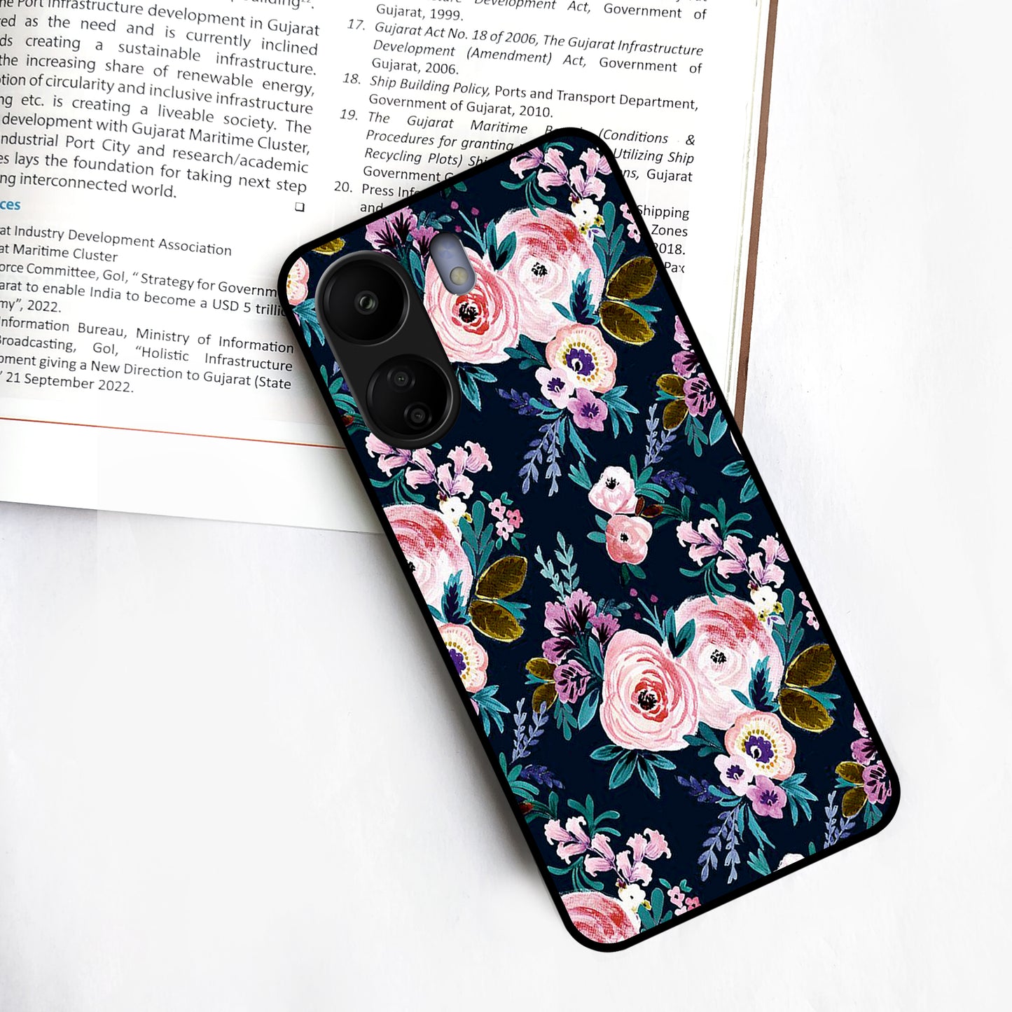 Cute Floral Glossy Metal Case Cover For Redmi