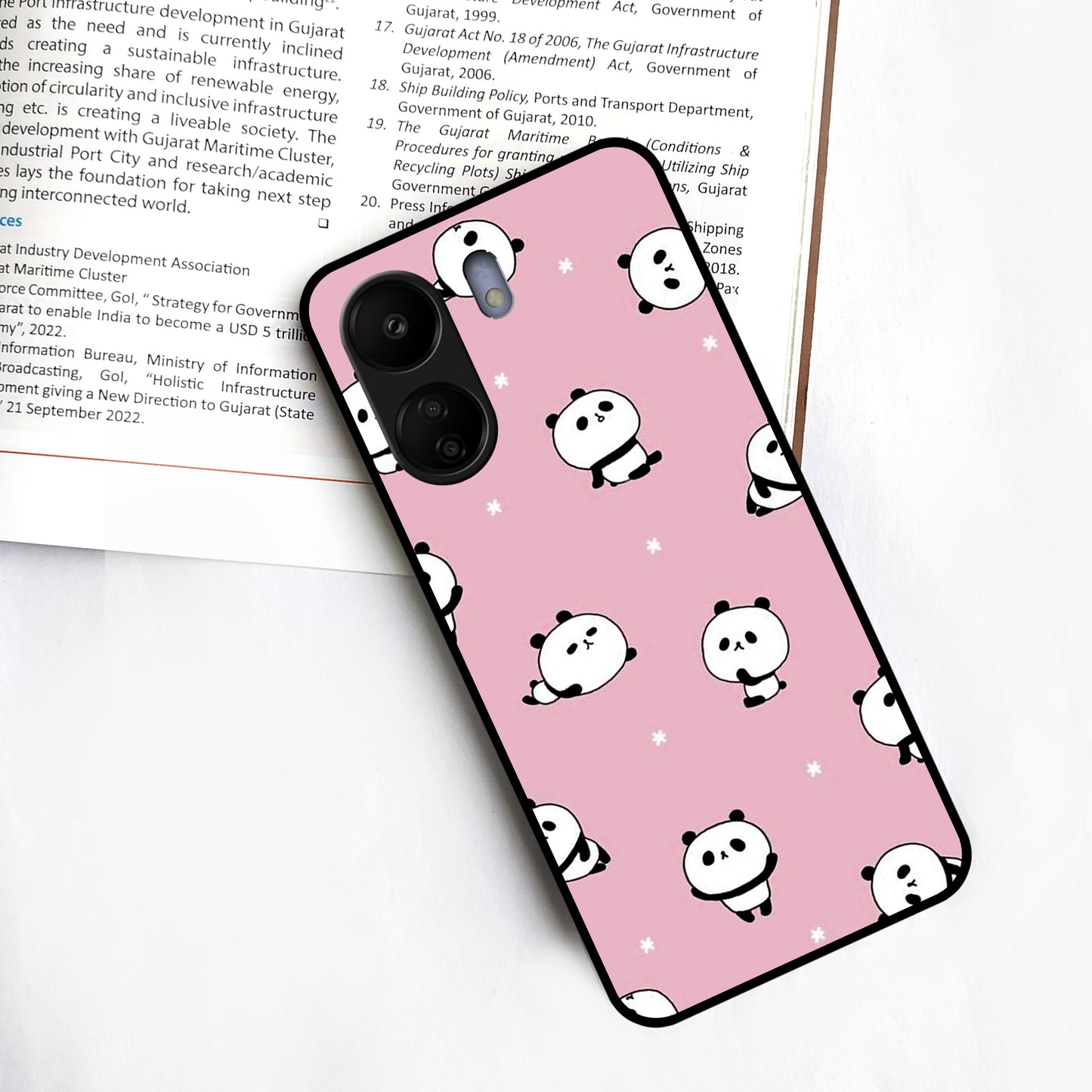 Cute Panda Glossy Metal Case Cover For Redmi