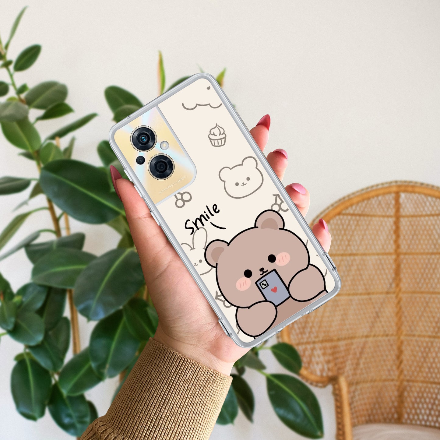 Cute Bear Transparent Silicon Case For Oppo