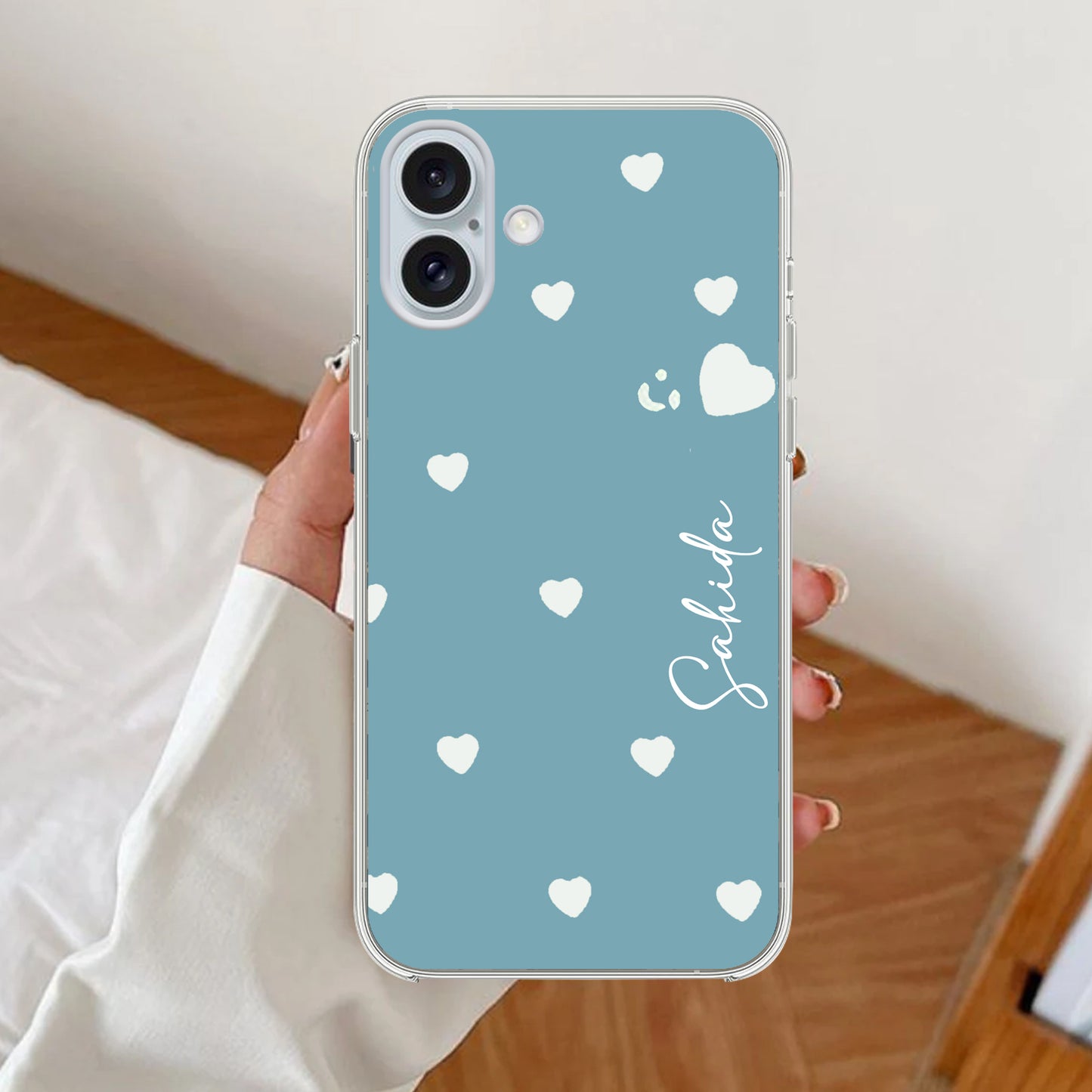 Be Loved Customize Transparent Silicon Case Sky Blue For iPhone