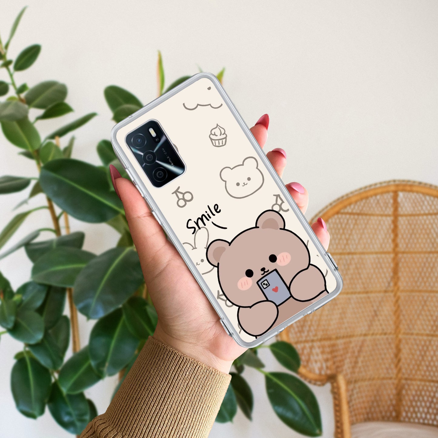 Cute Bear Transparent Silicon Case For Oppo