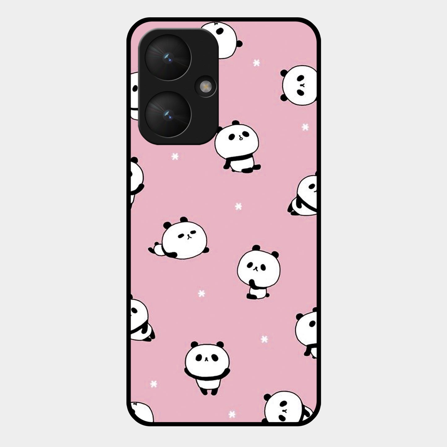 Cute Panda Glossy Metal Case Cover For Redmi