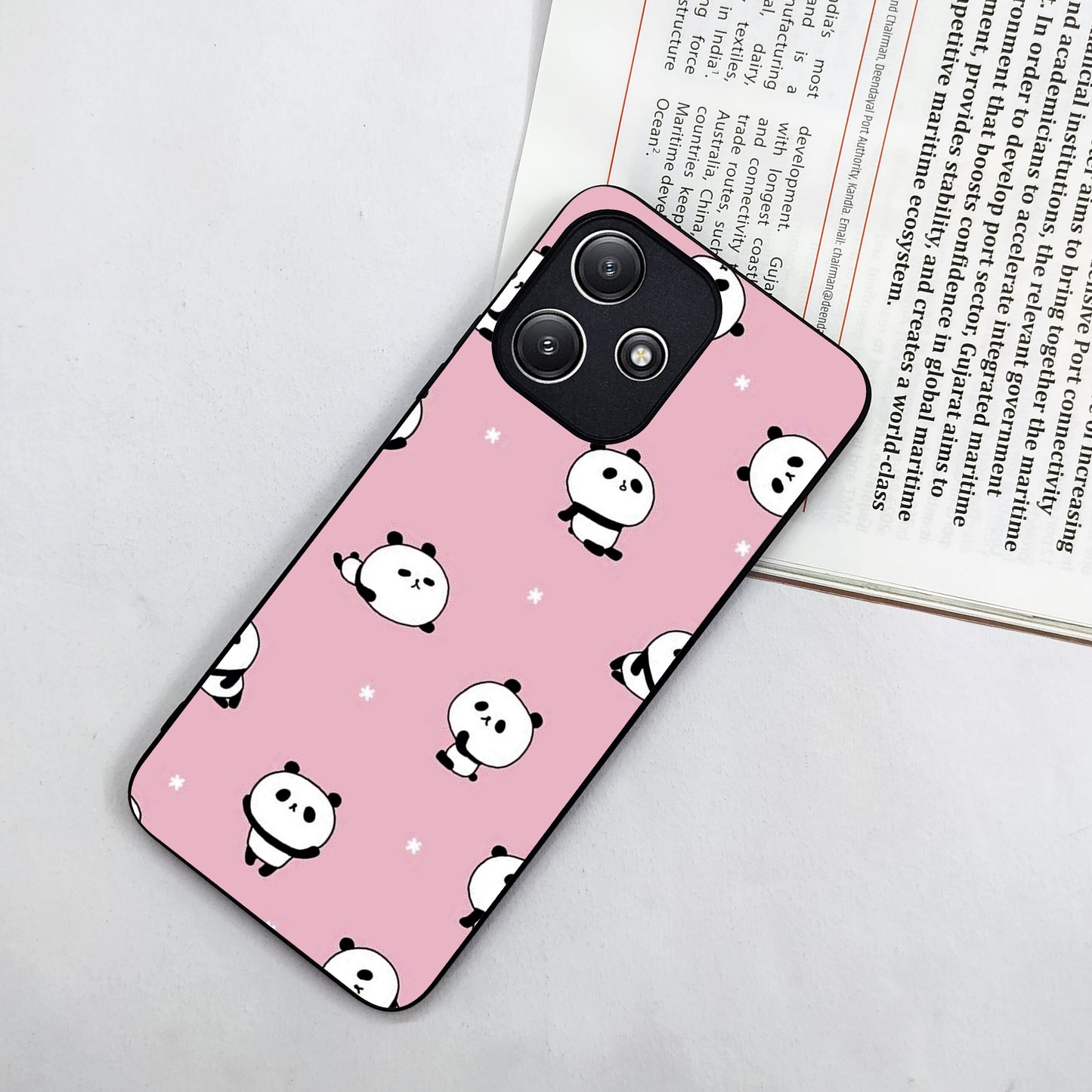 Cute Panda Glossy Metal Case Cover For Redmi