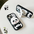 3D Cartoon Cute Panda Silicon Shockproof 360° Protection Case with Mirror Stand - ShopOnCliQ