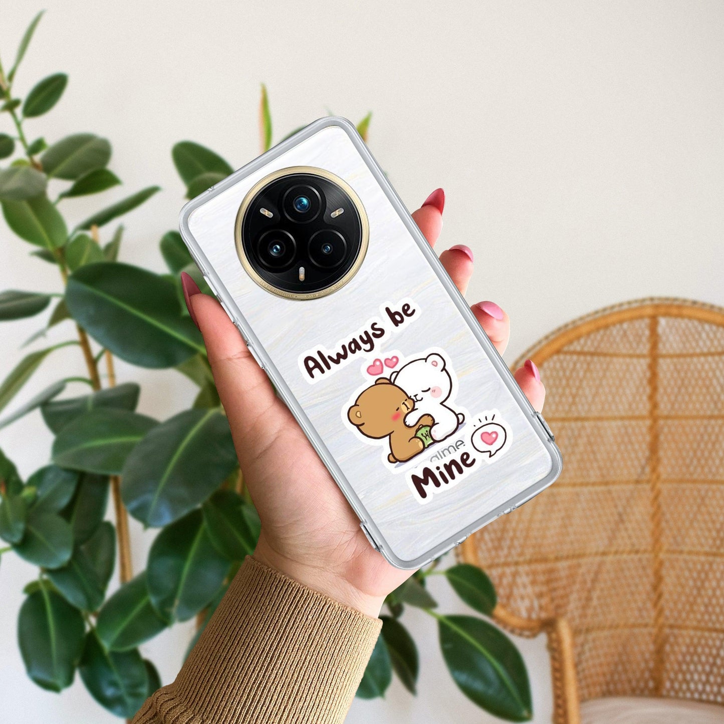 Cute Cuddle Bears Transparent Silicon Case For Realme/Narzo