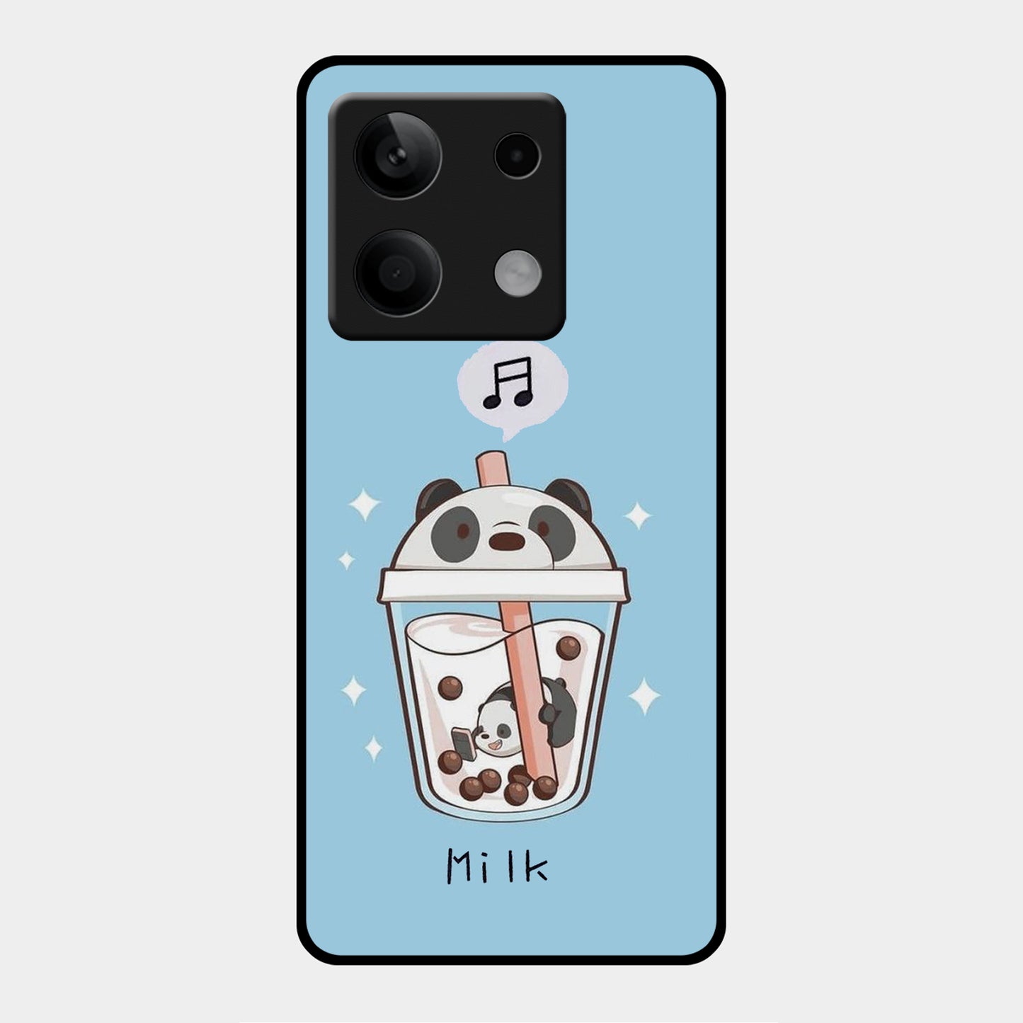 Cartoon Milk Tea We Bare Bears Glossy Metal Case Cover For Redmi