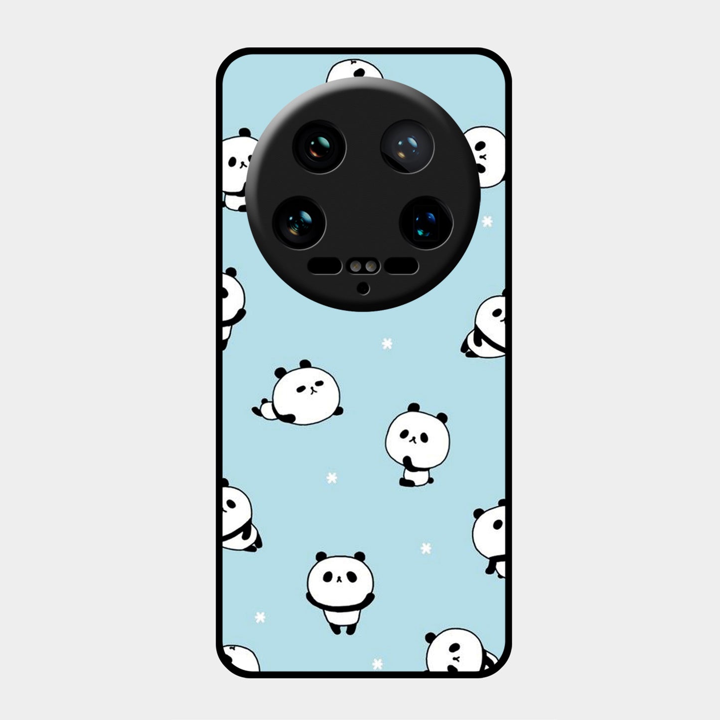 Cute Panda Blue Glossy Metal Case Cover For Redmi