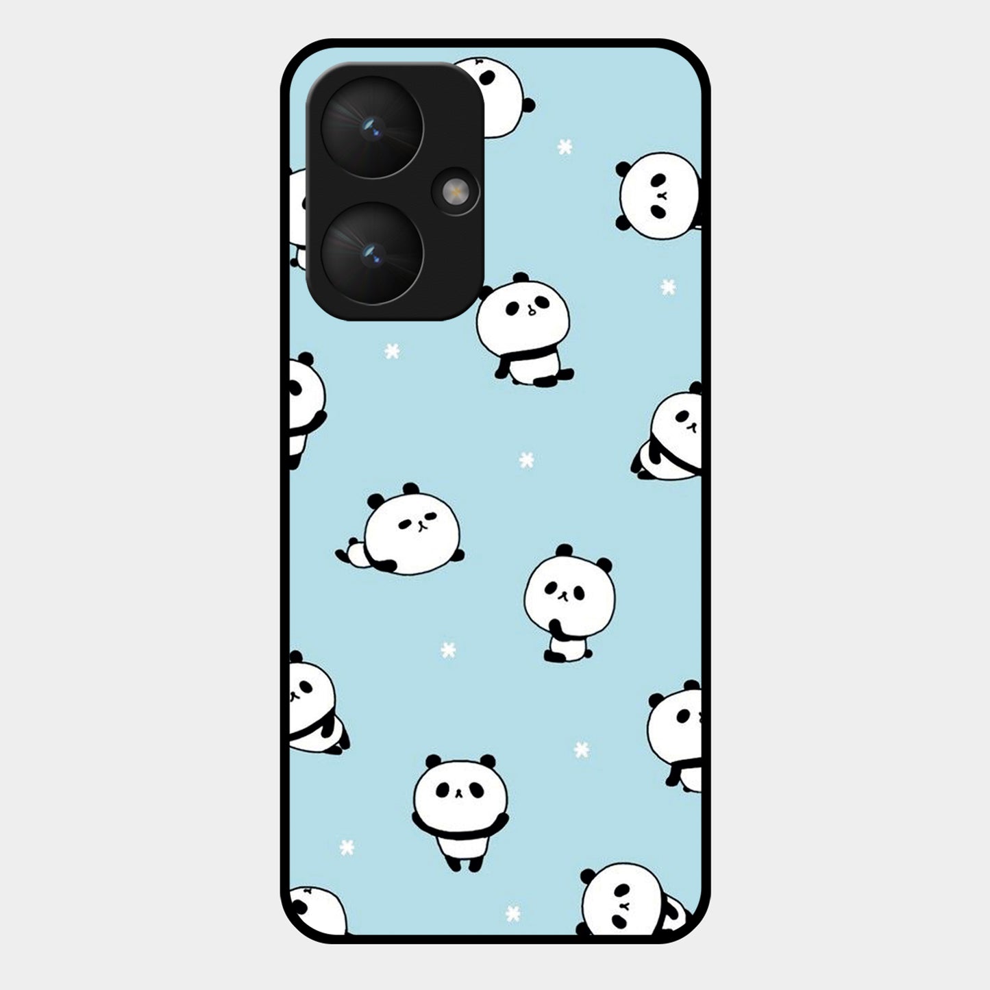 Cute Panda Blue Glossy Metal Case Cover For Redmi