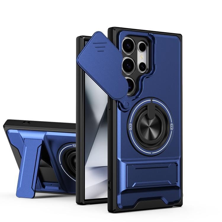 Slide Camera Lens Protection Amor Shockproof Magnetic Phone Case for Samsung Galaxy S26 Ultra 5G (Silver)
