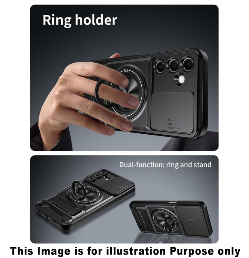 Slide Camera Lens Protection Amor Shockproof Magnetic Phone Case for Samsung Galaxy S26 Ultra 5G (Black)