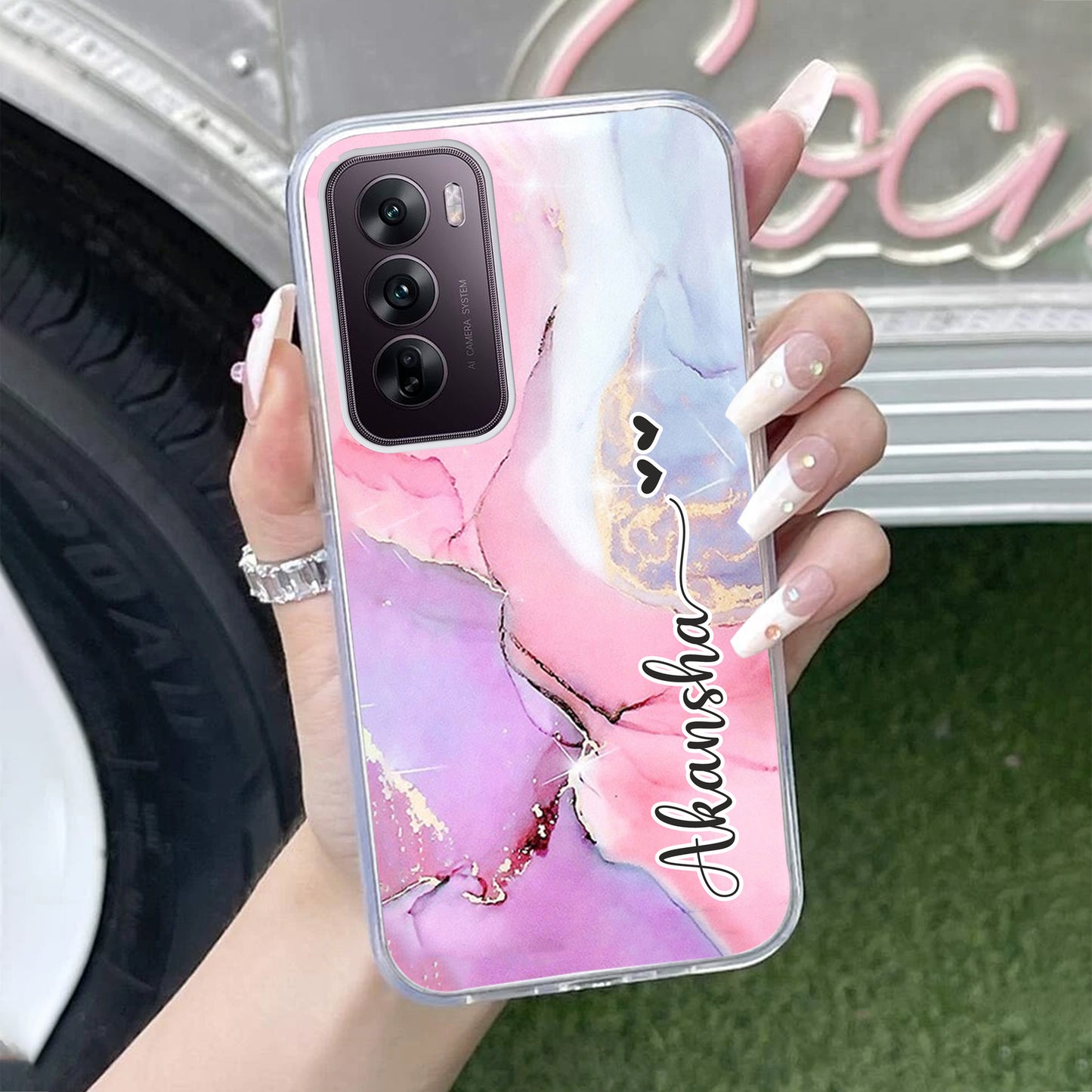 Pink Gradient Marble Customize Transparent Silicon Case For Oppo