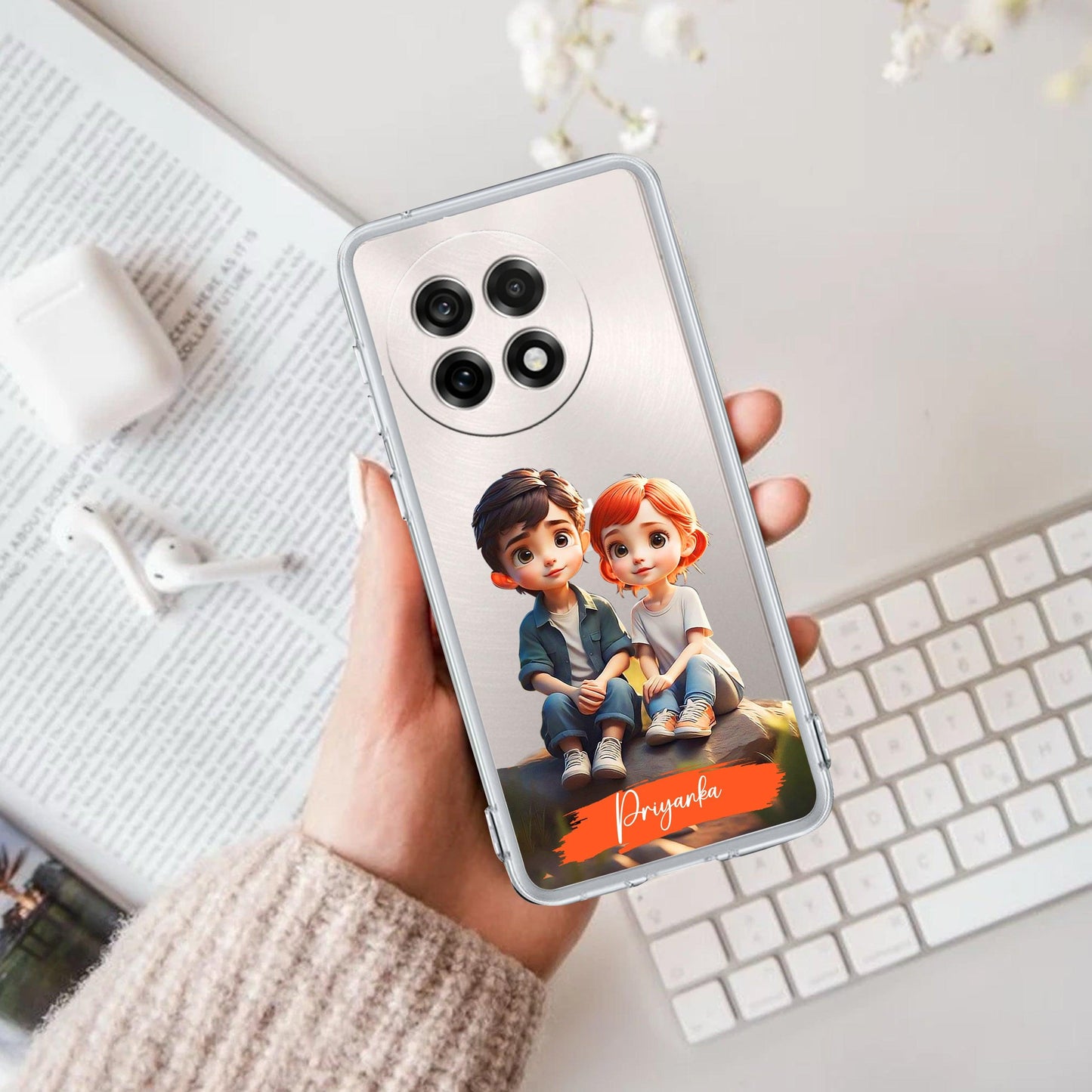 Cute Love Couple Customize Transparent Silicon Case For OnePlus
