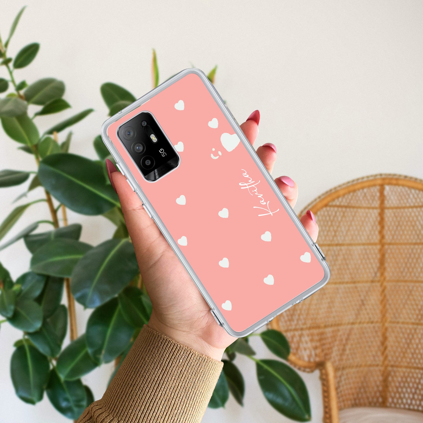 Be Loved Customize Transparent Silicon Case Peach For Oppo