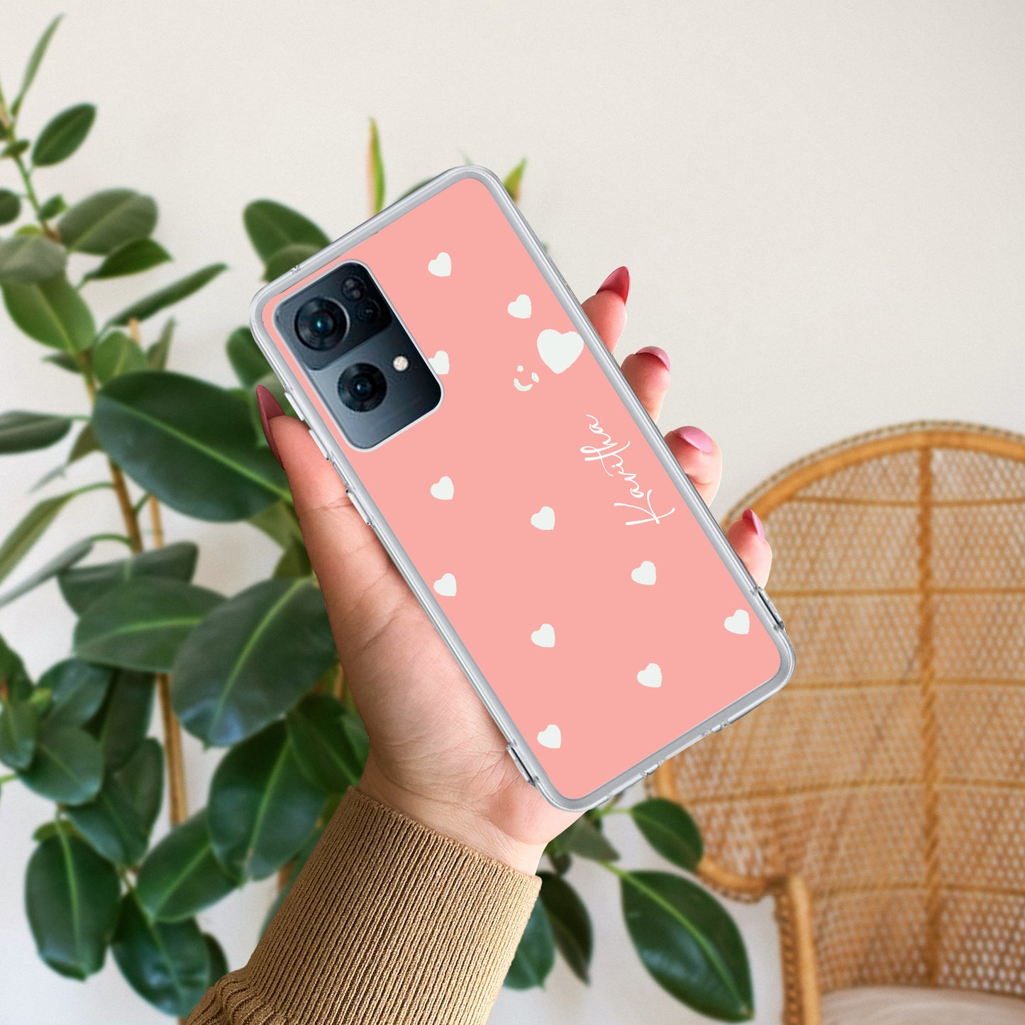 Be Loved Customize Transparent Silicon Case Peach For Oppo