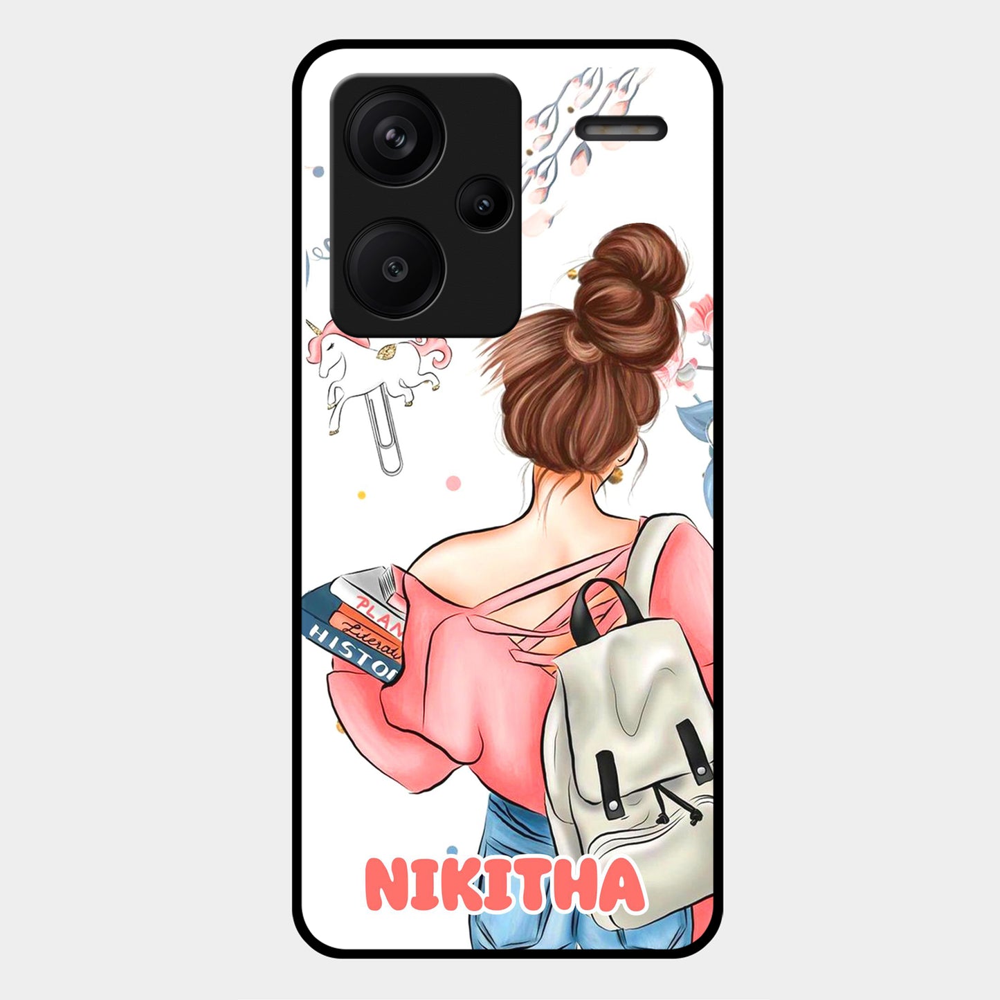 Girl With Book Glossy Metal Case Cover For Redmi