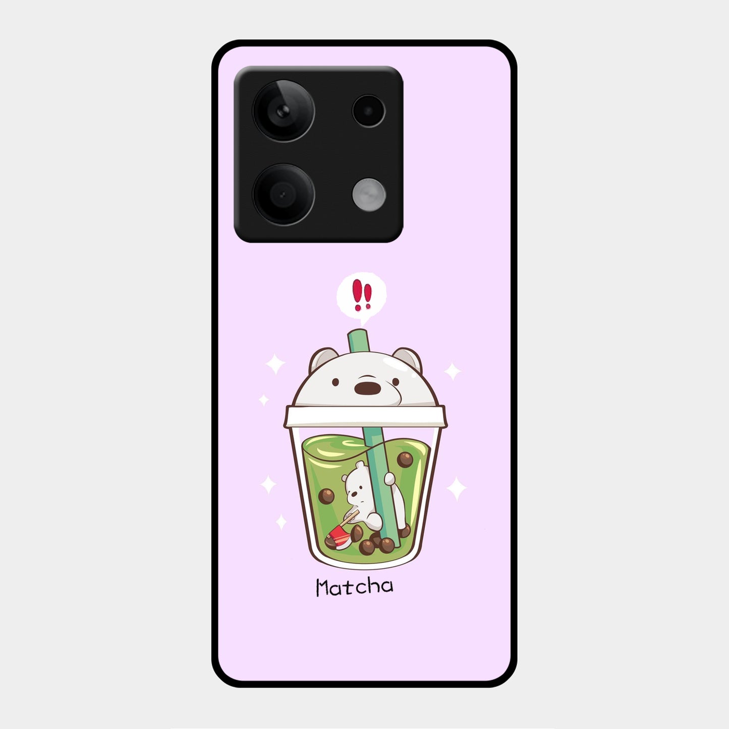 Cartoon Matcha Tea We Bare Bears Glossy Metal Case Cover For Redmi