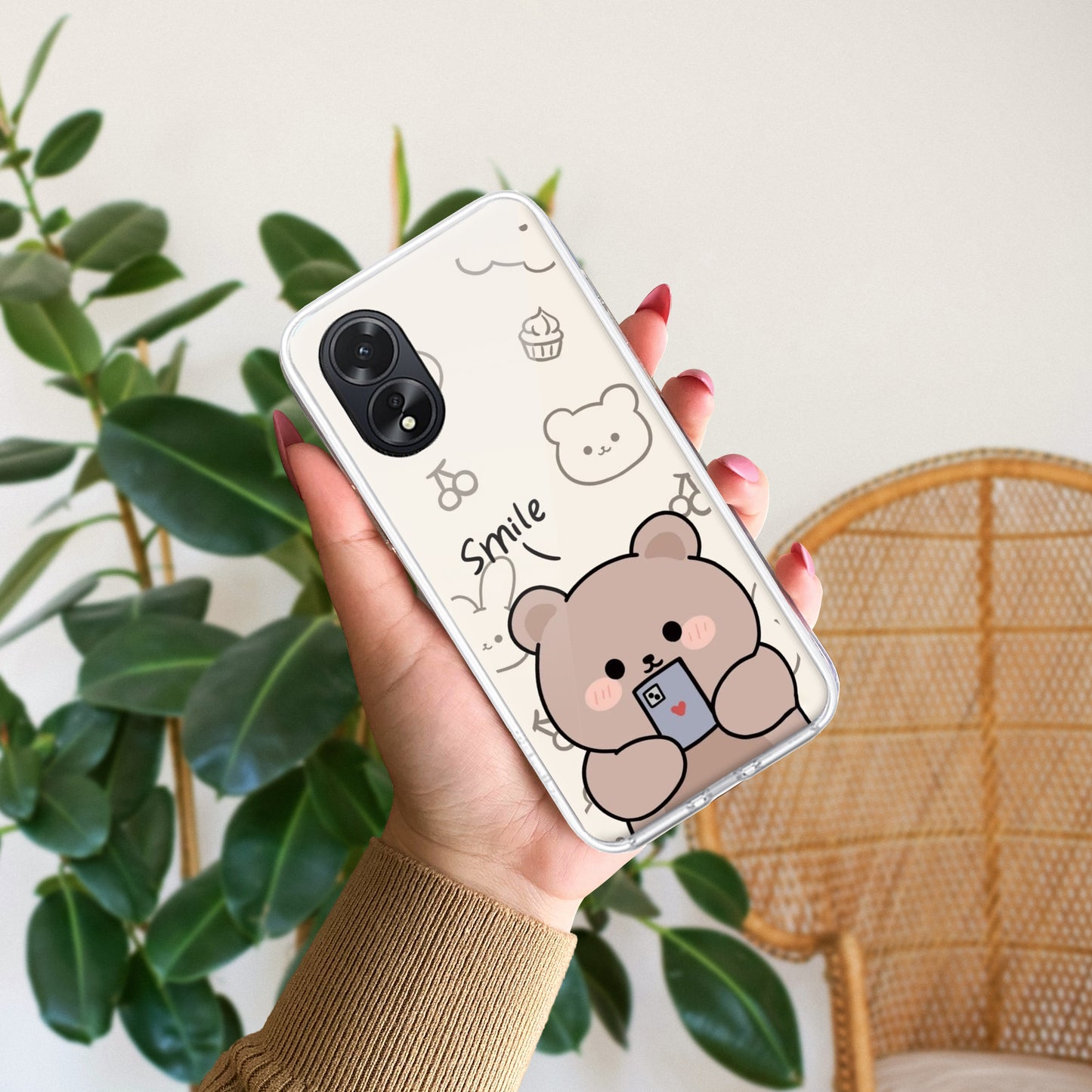 Cute Bear Transparent Silicon Case For Oppo