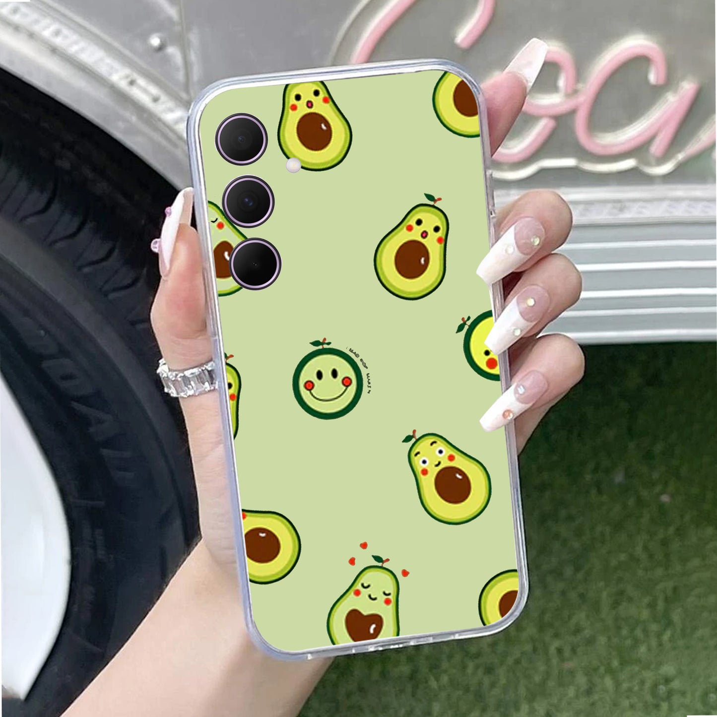 Cute Avocado Customize Transparent Silicon Case For Samsung