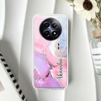 Pink Gradient Marble Customize Transparent Silicon Case For Realme Narzo 60X /  Realme 11X