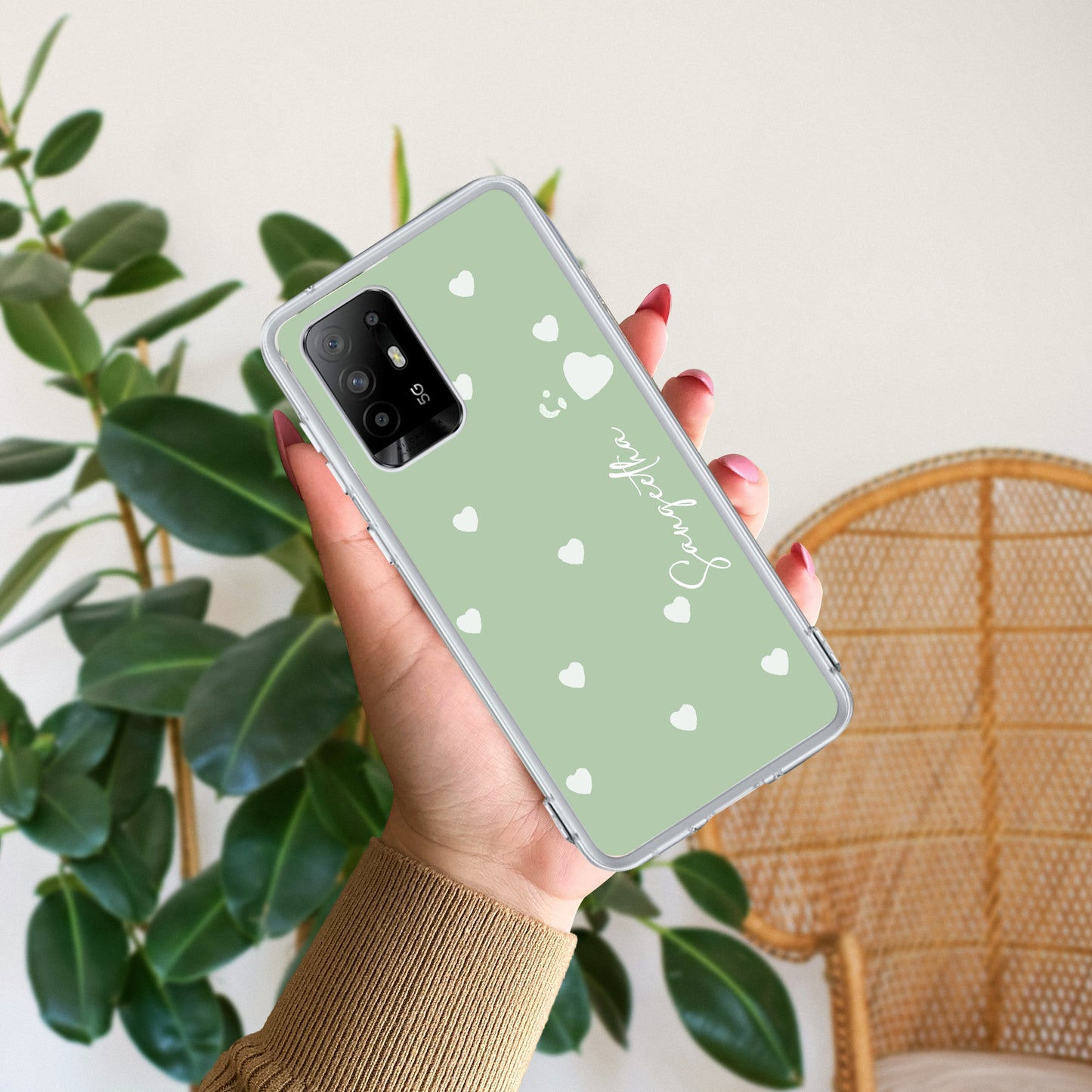 Be Loved Customize Transparent Silicon Case Mint Green For Oppo