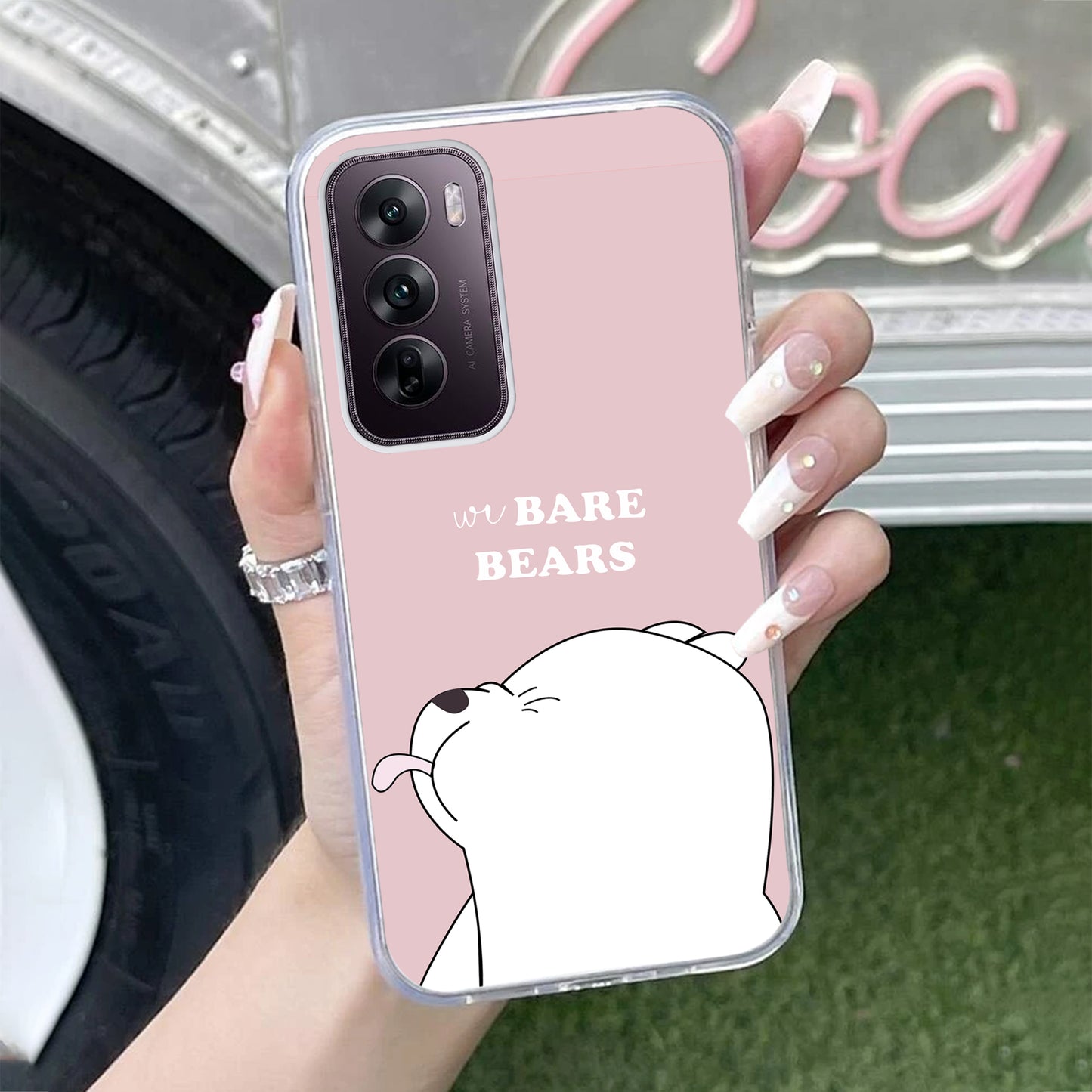 We Bare Bears Transparent Silicon Case Pink For Oppo