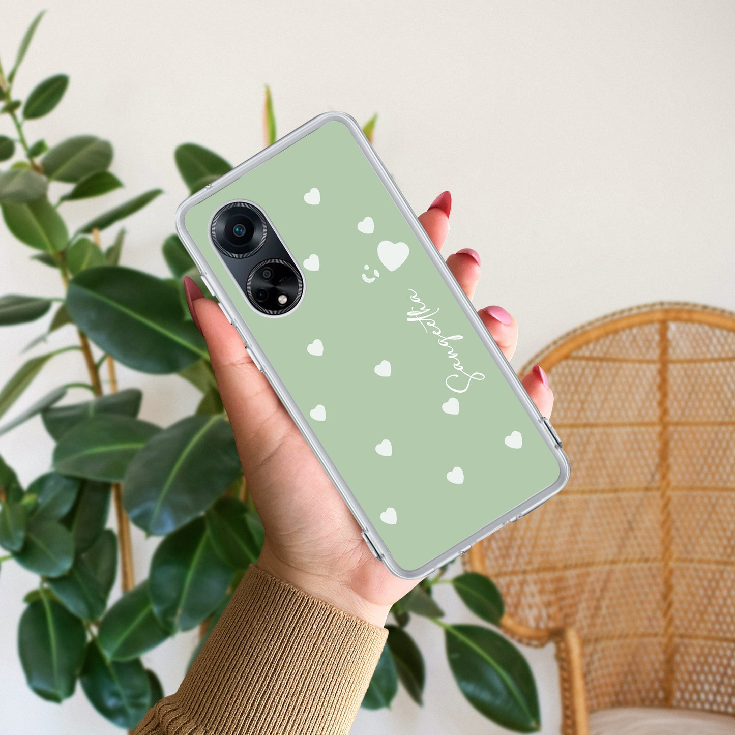 Be Loved Customize Transparent Silicon Case Mint Green For Oppo